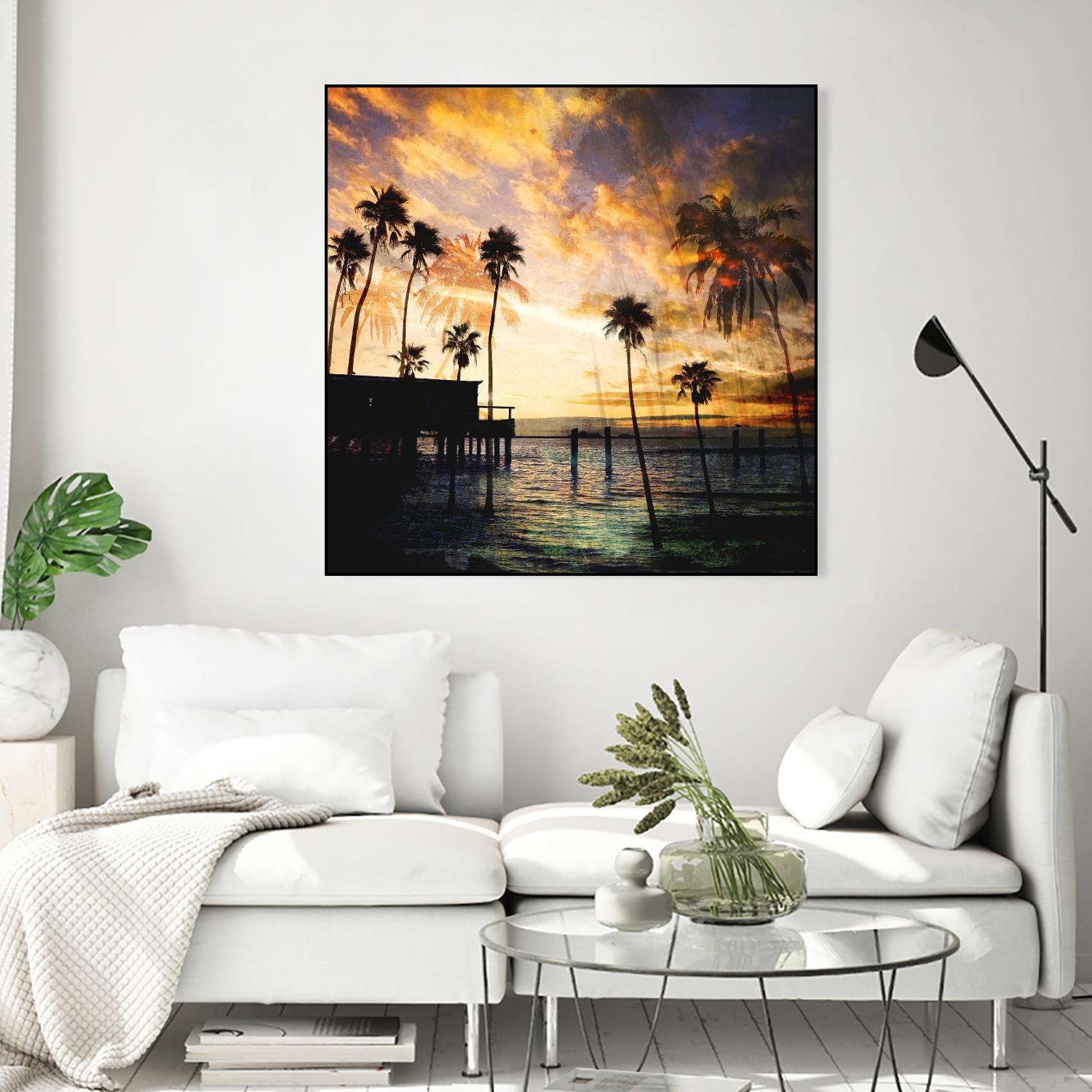 Sunset on the Pier B by GI ArtLab on GIANT ART - blue tropical