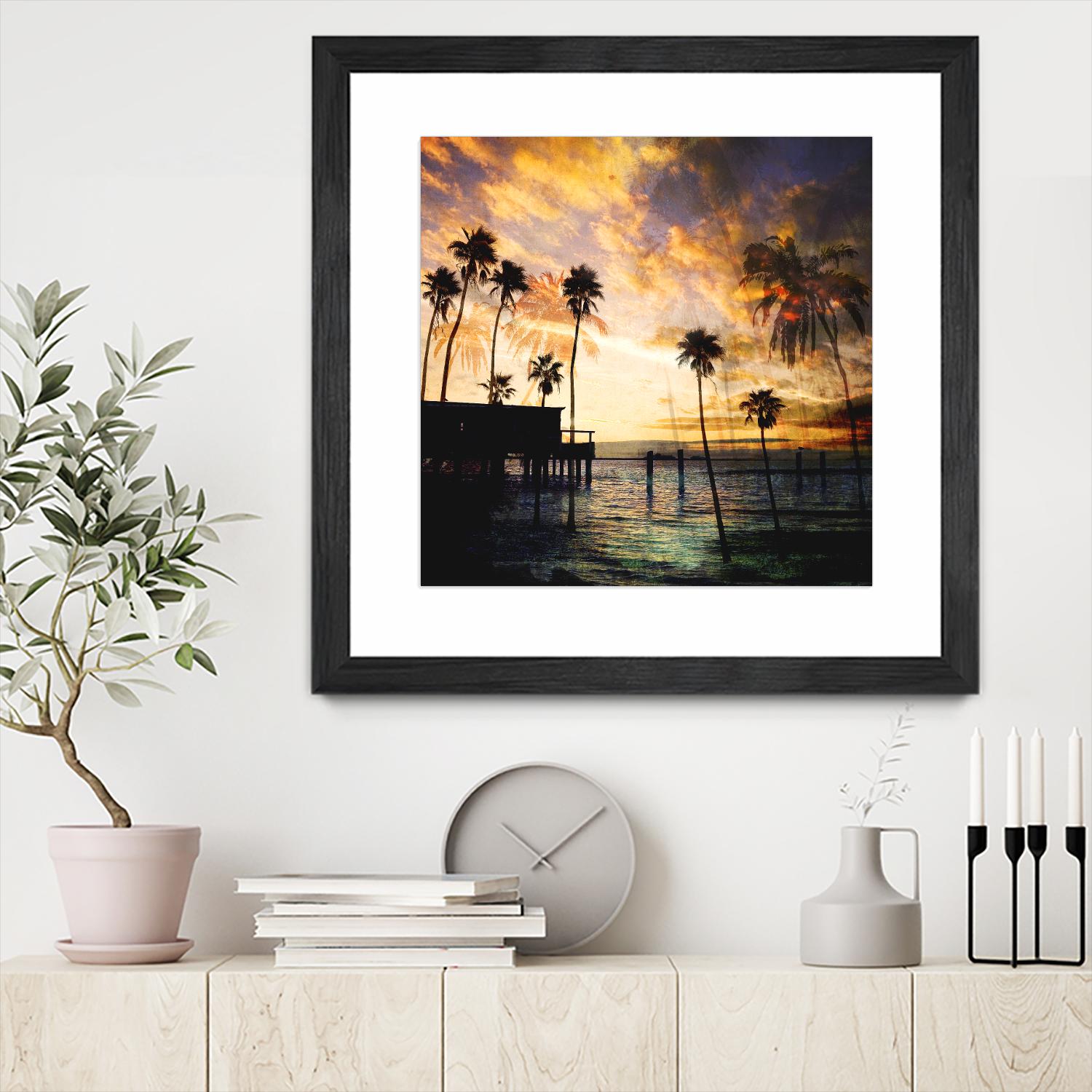 Sunset on the Pier B by GI ArtLab on GIANT ART - blue tropical