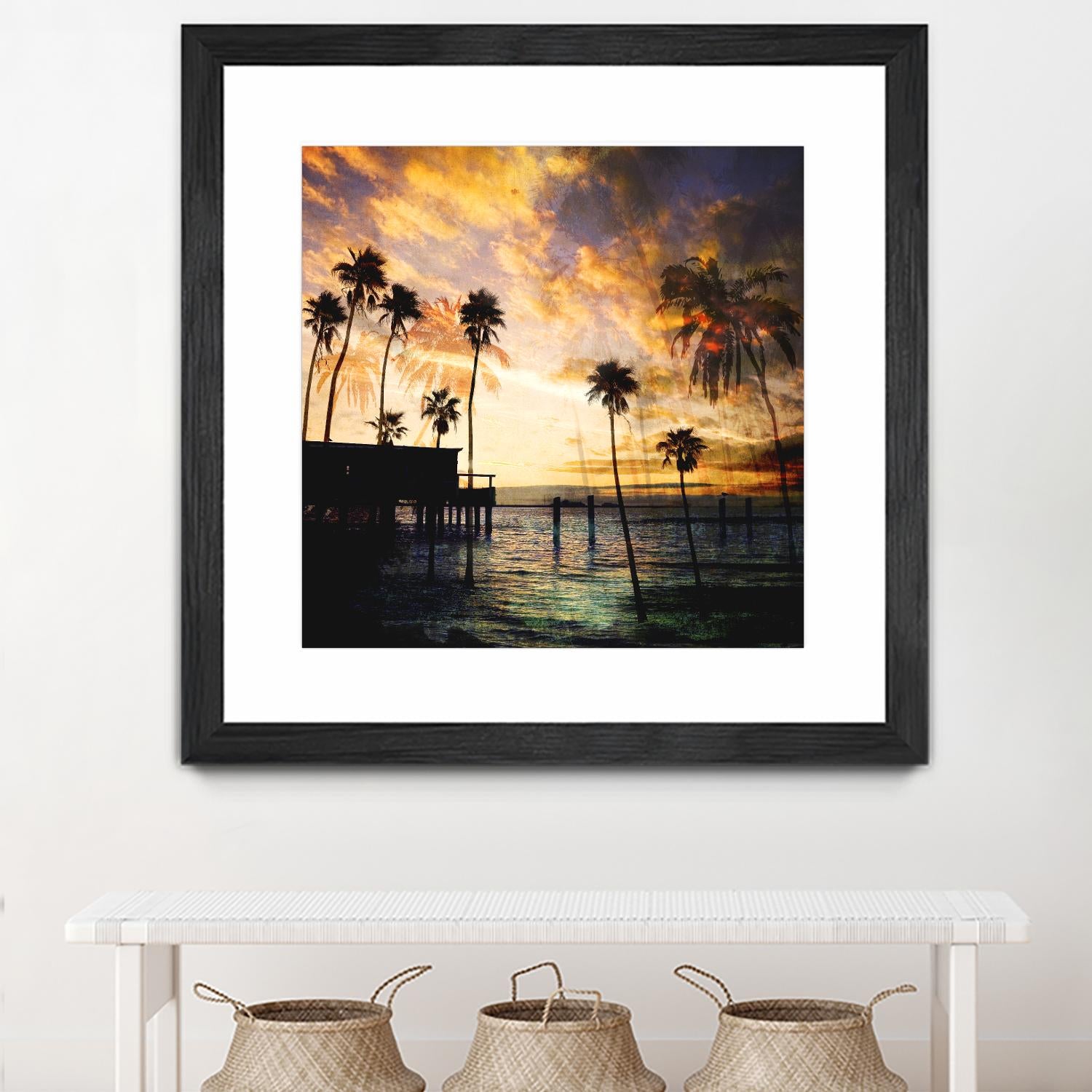 Sunset on the Pier B by GI ArtLab on GIANT ART - blue tropical
