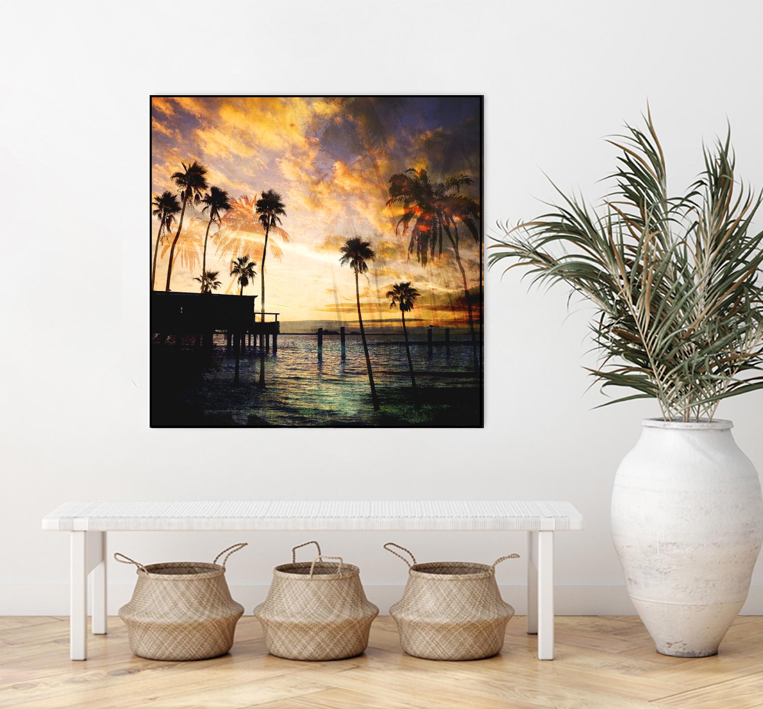 Sunset on the Pier B by GI ArtLab on GIANT ART - blue tropical