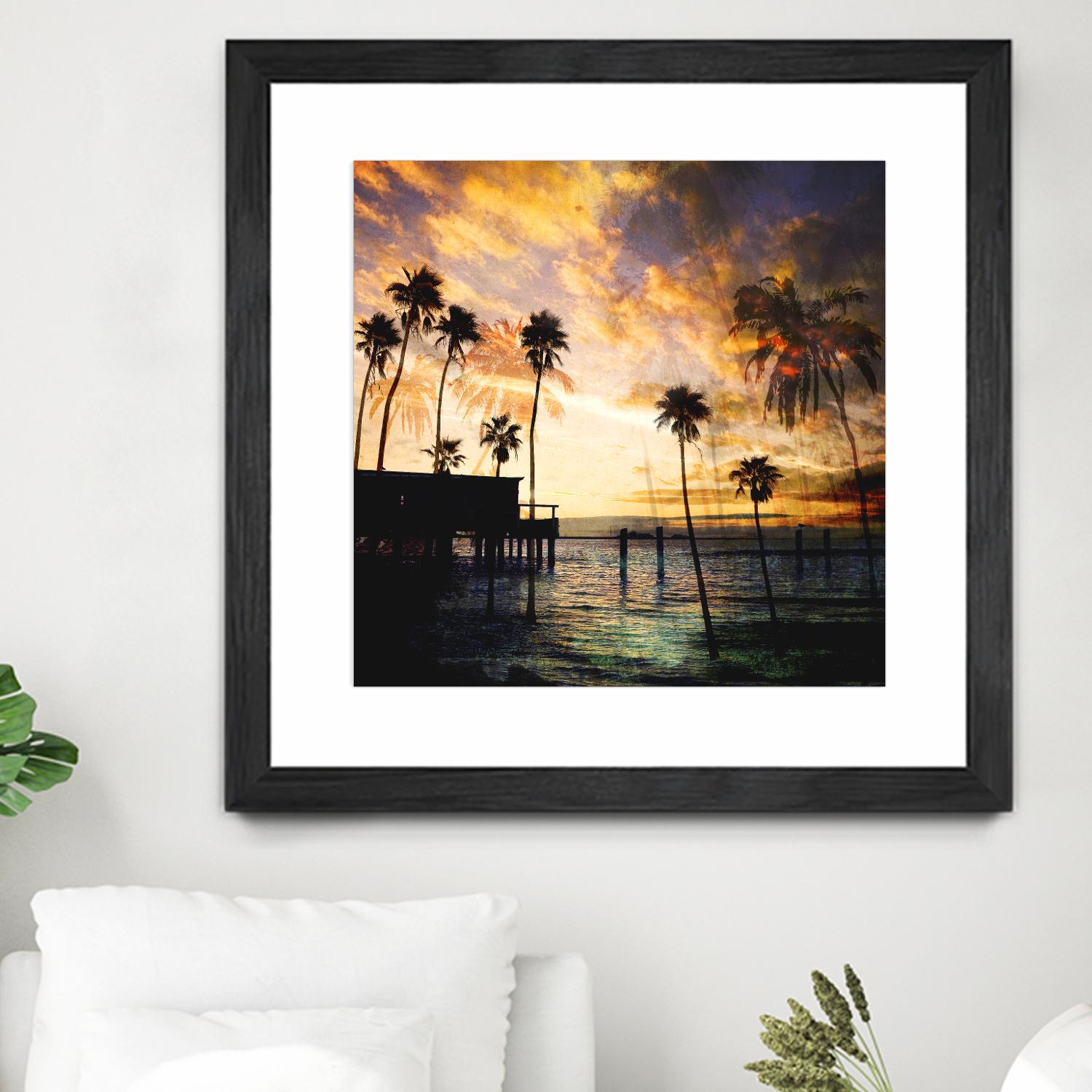 Sunset on the Pier B by GI ArtLab on GIANT ART - blue tropical