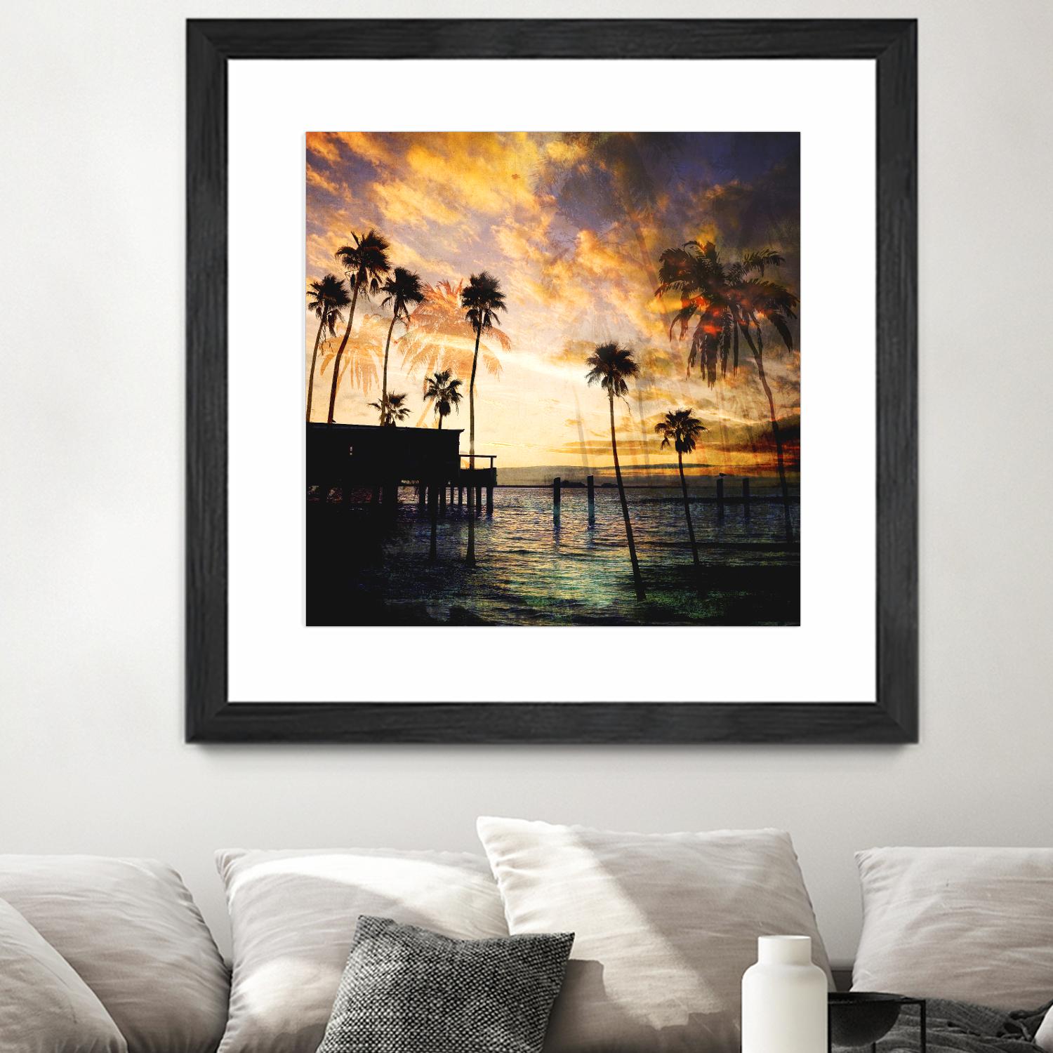Sunset on the Pier B by GI ArtLab on GIANT ART - blue tropical