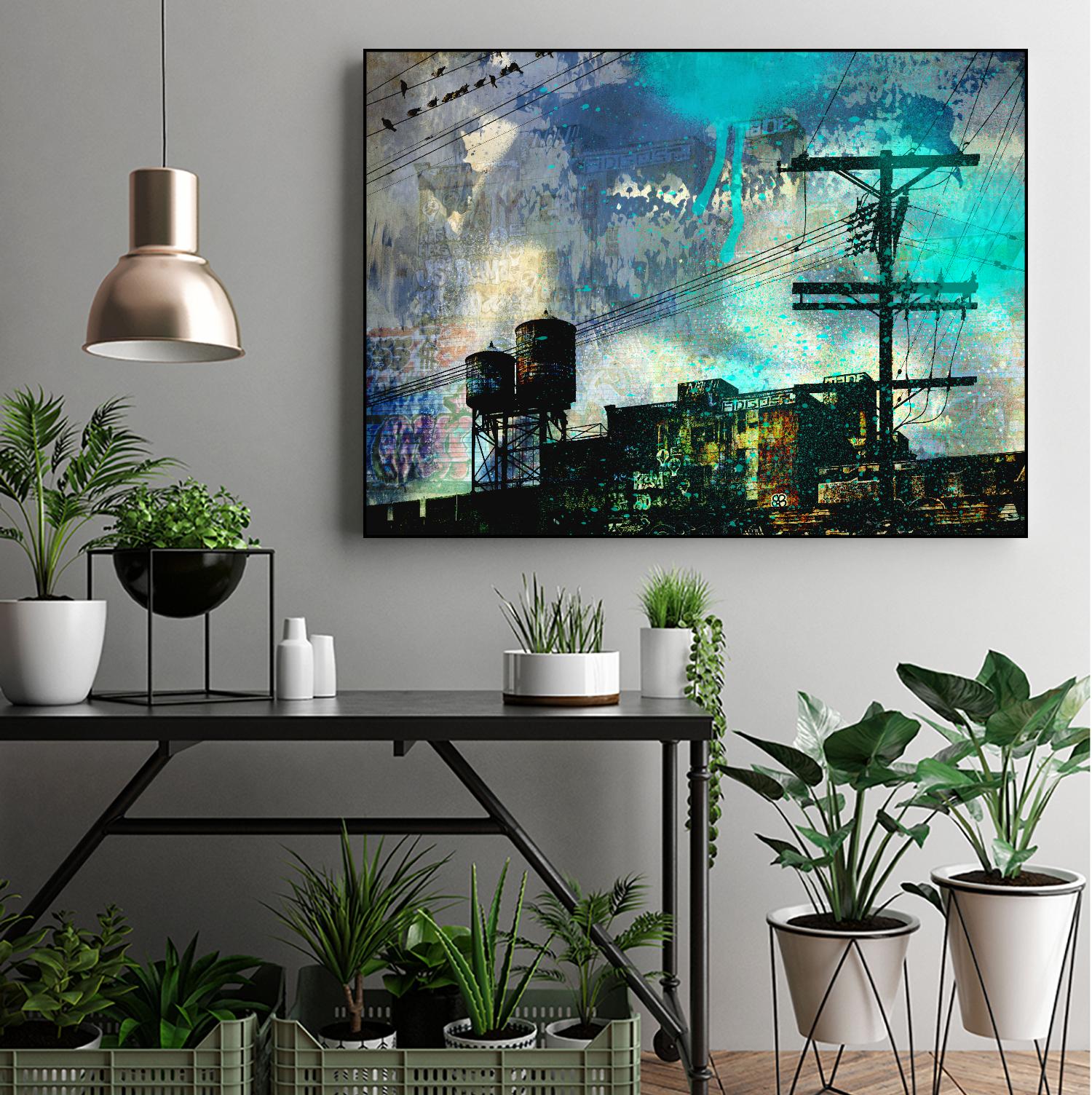 City Scrim B by GI ArtLab on GIANT ART - green city scene