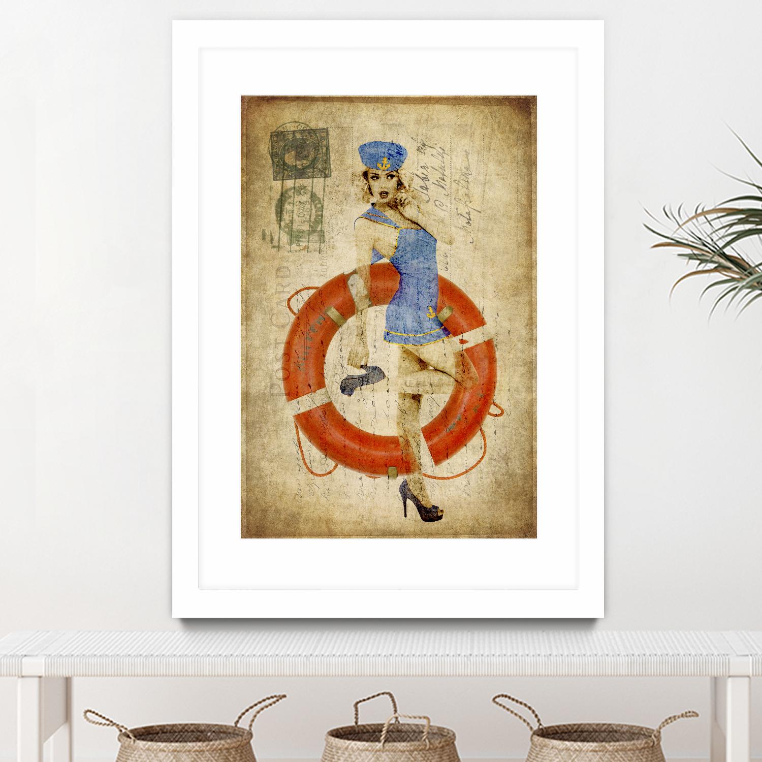 Pinup Girl Sailing by GI ArtLab on GIANT ART - red vintage