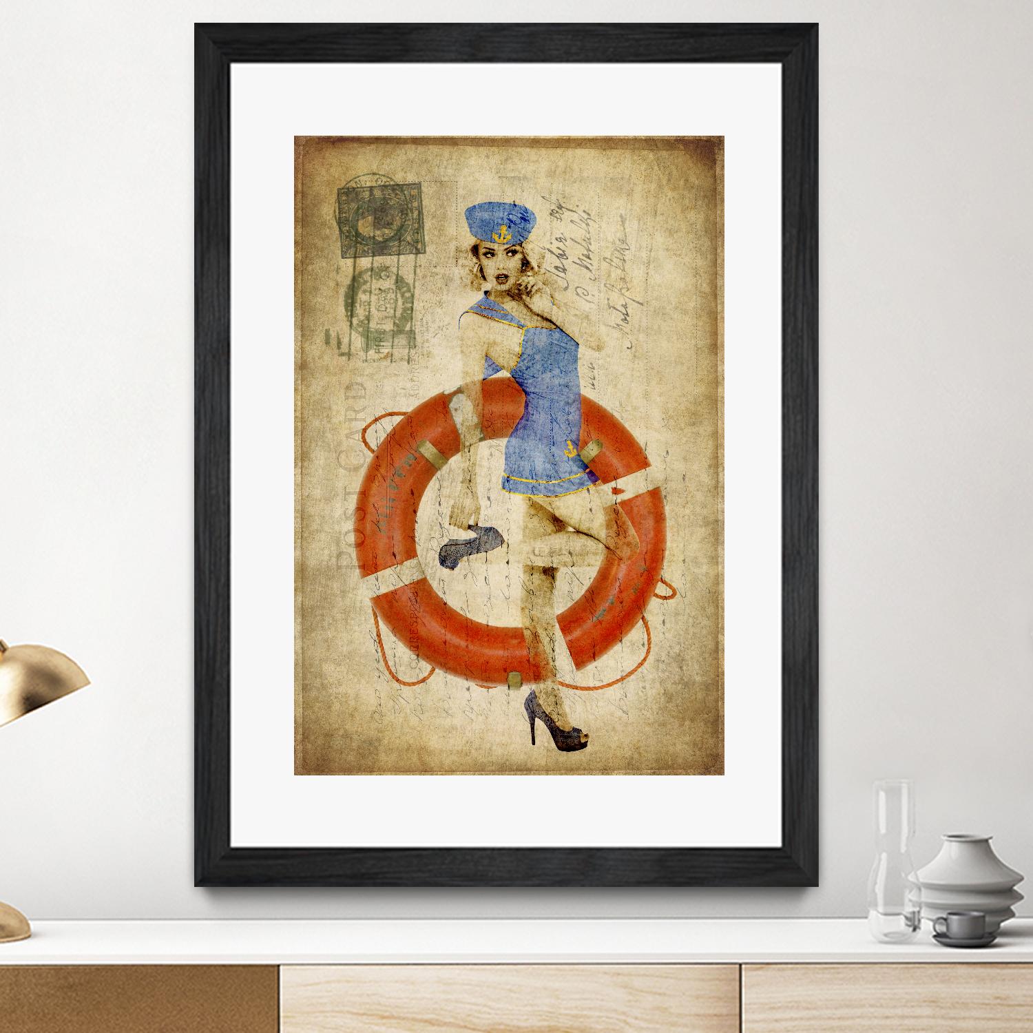 Pinup Girl Sailing by GI ArtLab on GIANT ART - red vintage