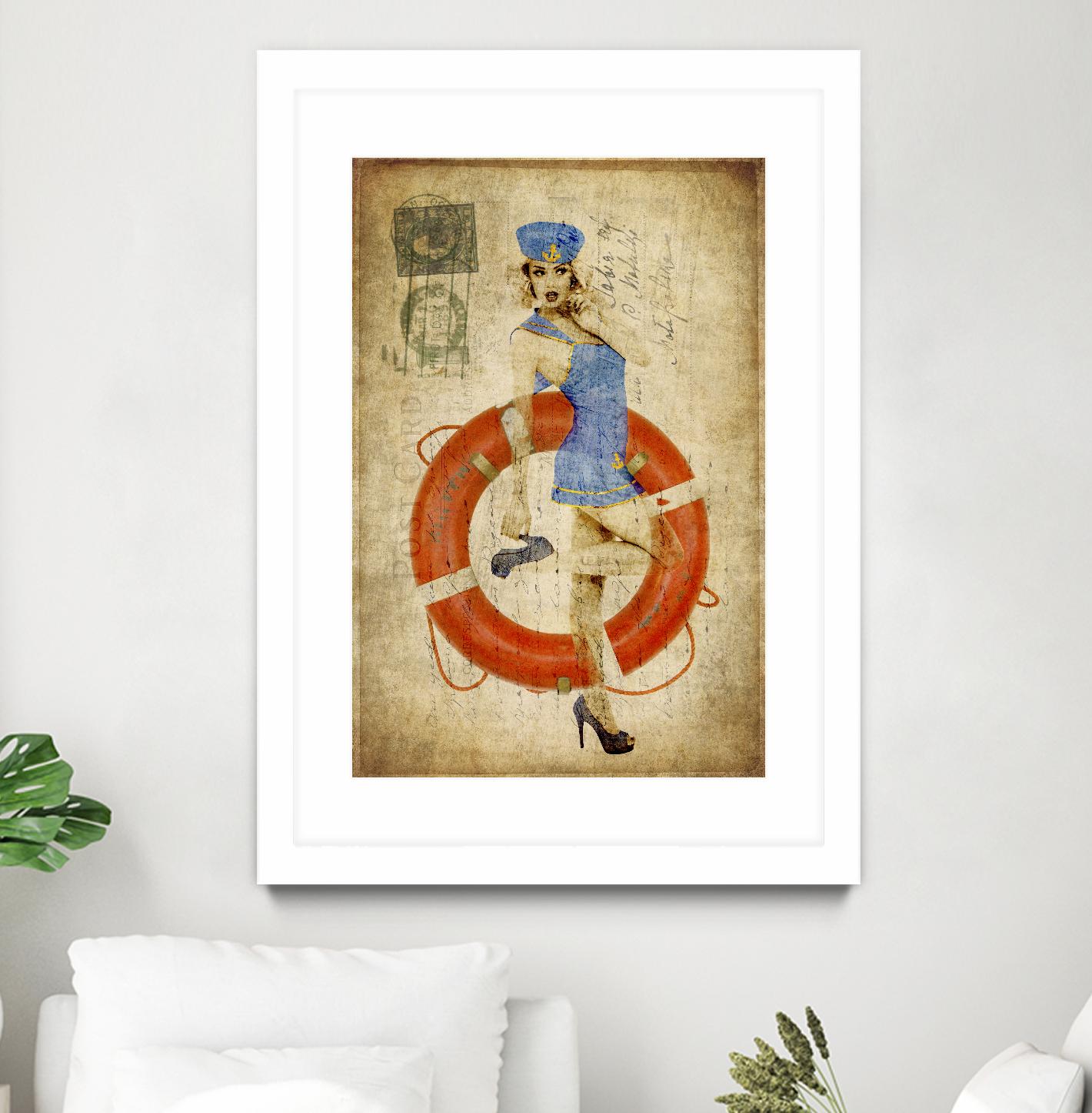 Pinup Girl Sailing by GI ArtLab on GIANT ART - red vintage
