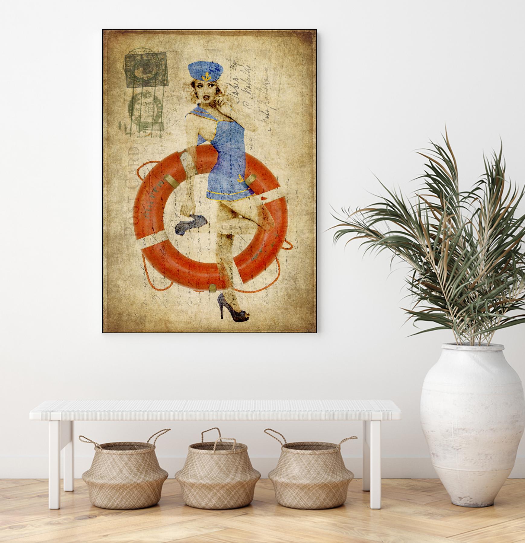 Pinup Girl Sailing by GI ArtLab on GIANT ART - red vintage