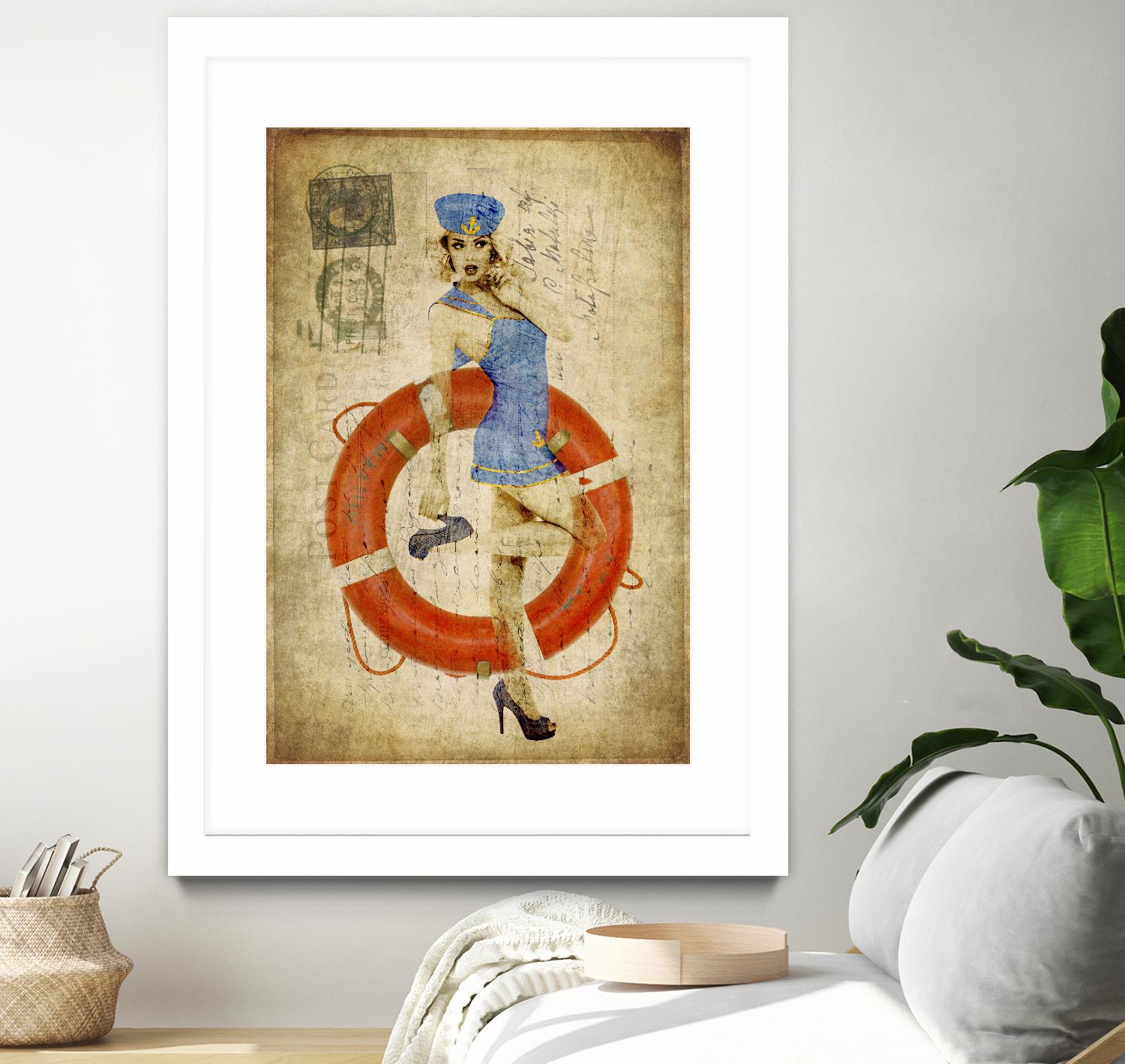 Pinup Girl Sailing by GI ArtLab on GIANT ART - red vintage