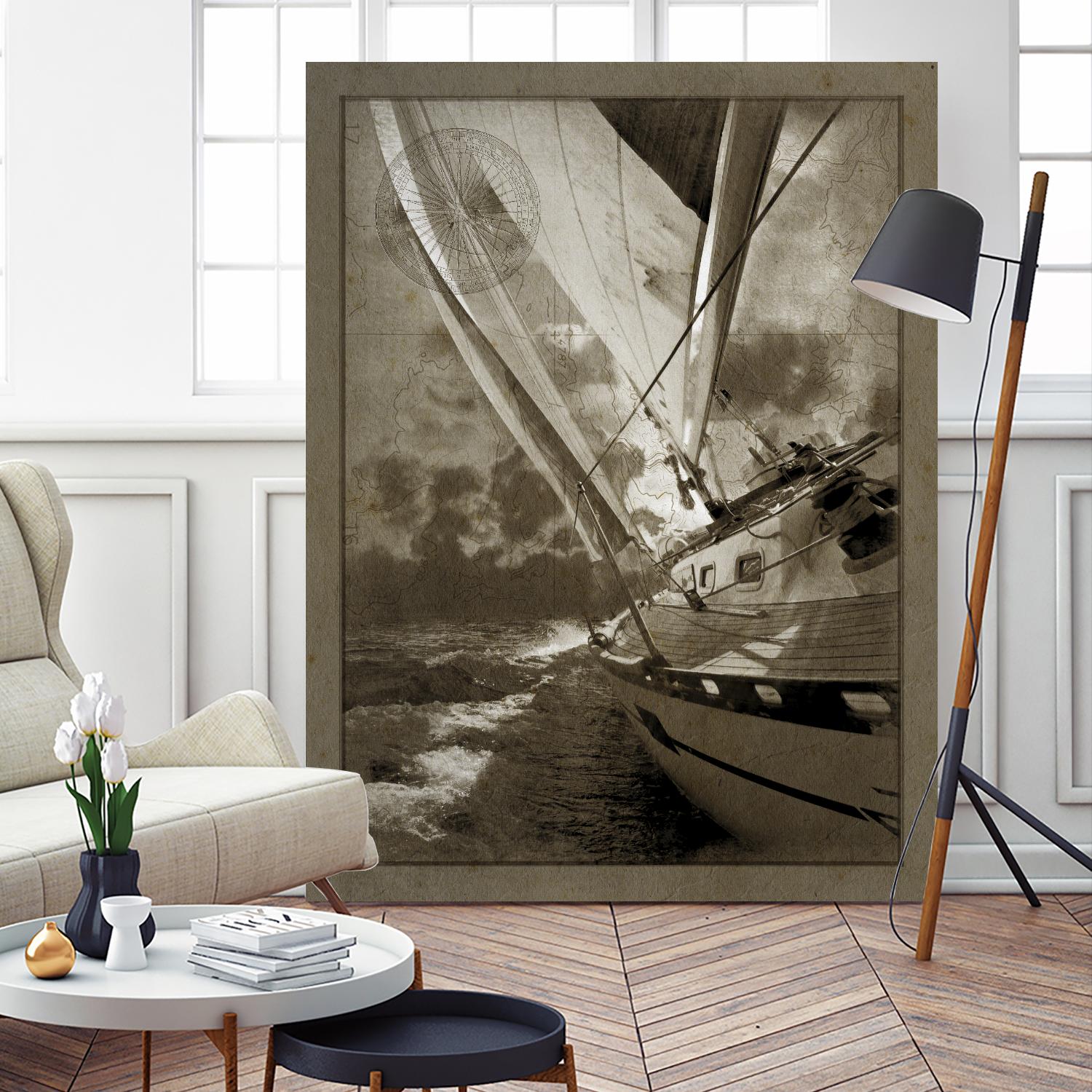 Sailing in Sepia A by GI ArtLab on GIANT ART - brown nautical