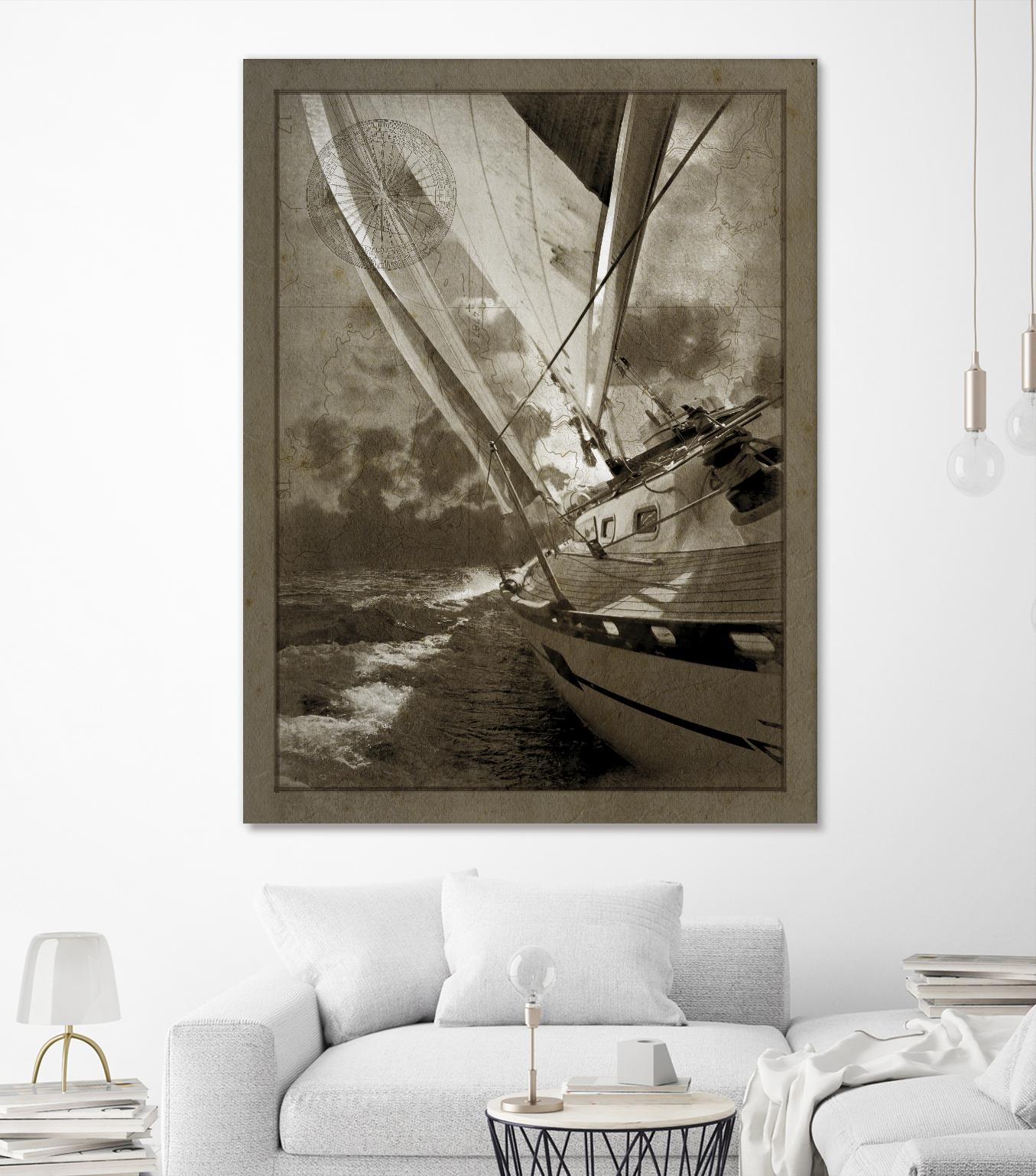 Sailing in Sepia A by GI ArtLab on GIANT ART - brown nautical