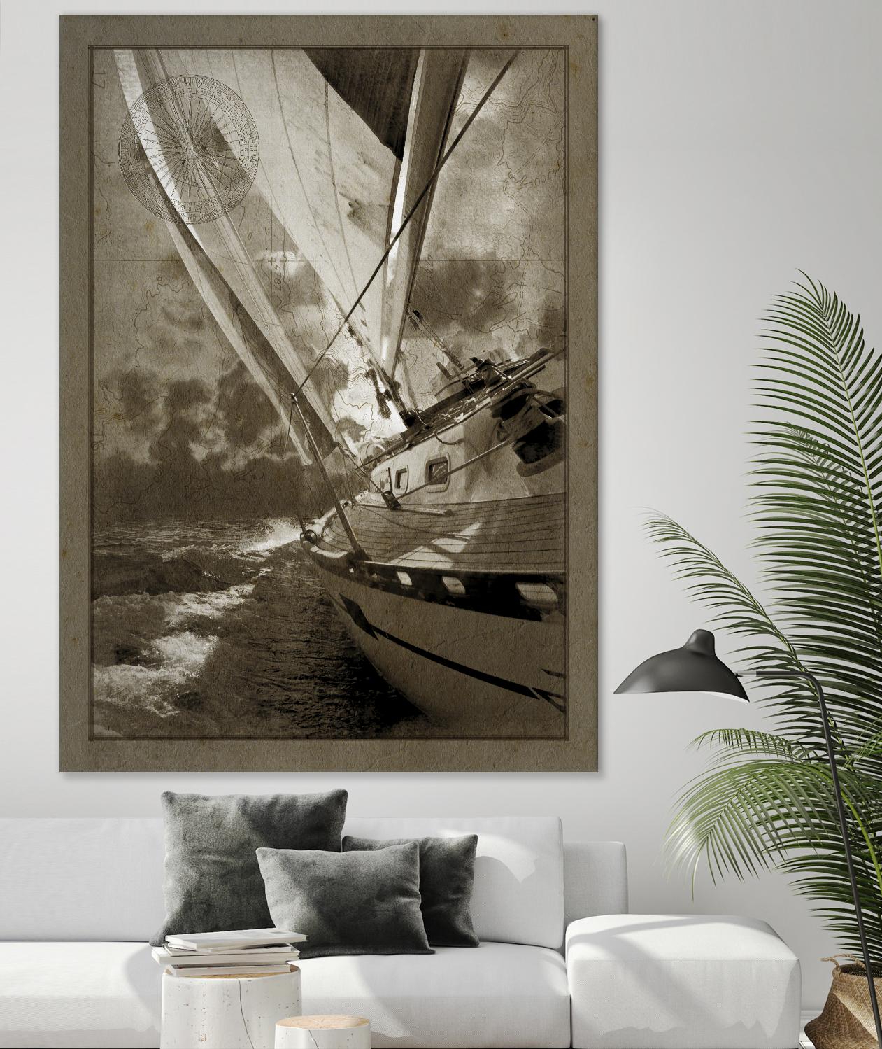 Sailing in Sepia A by GI ArtLab on GIANT ART - brown nautical