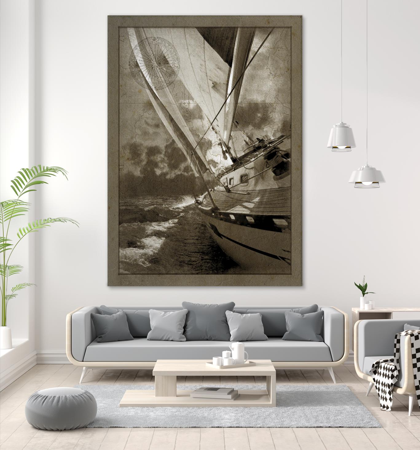 Sailing in Sepia A by GI ArtLab on GIANT ART - brown nautical