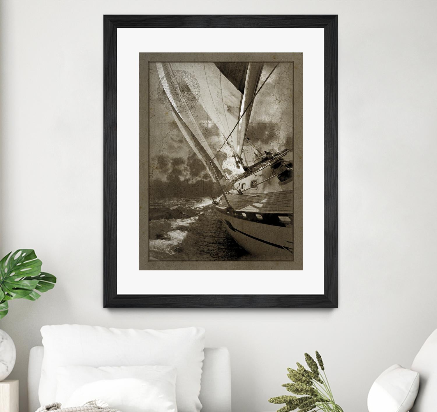 Sailing in Sepia A by GI ArtLab on GIANT ART - brown nautical