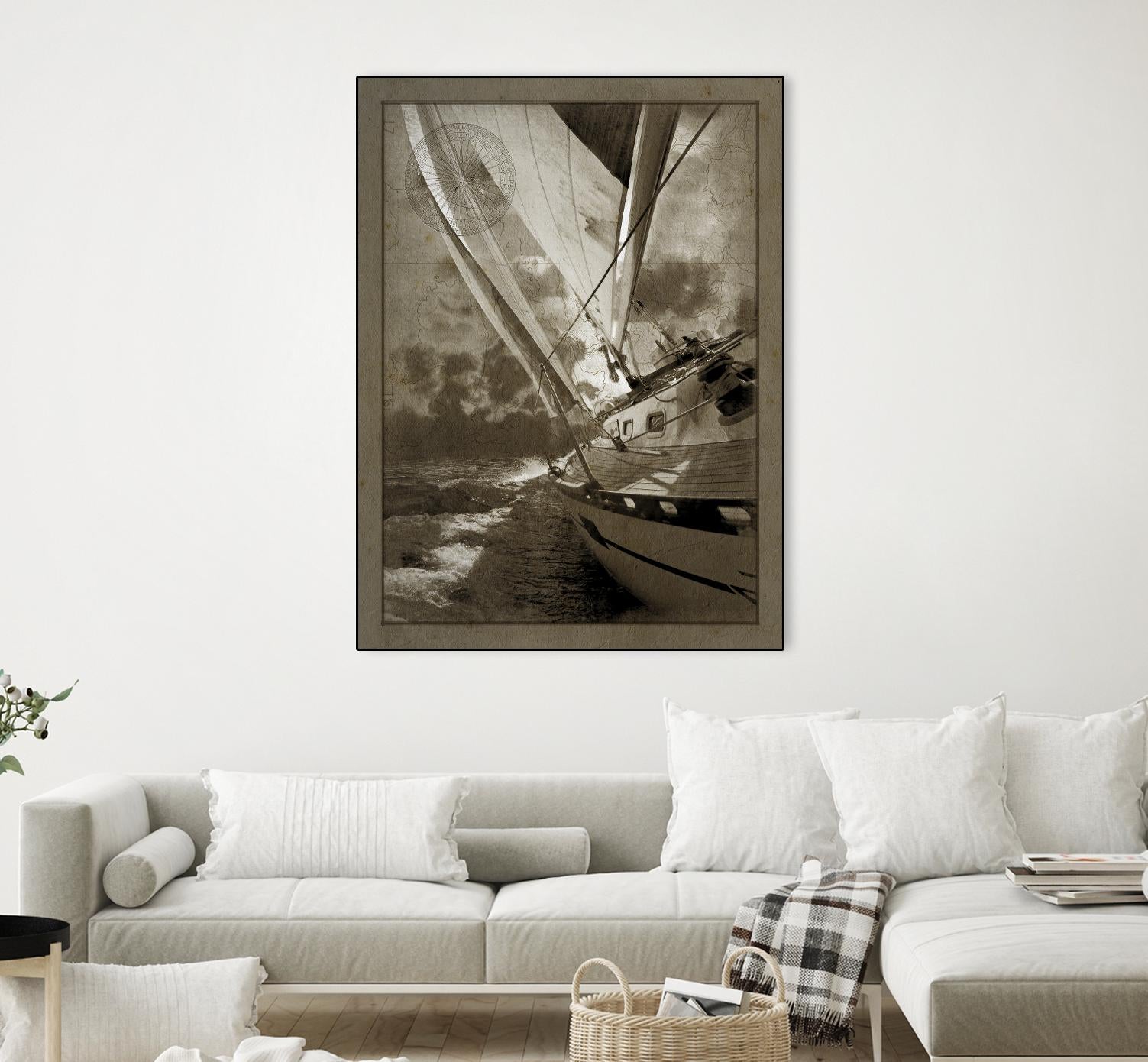 Sailing in Sepia A by GI ArtLab on GIANT ART - brown nautical