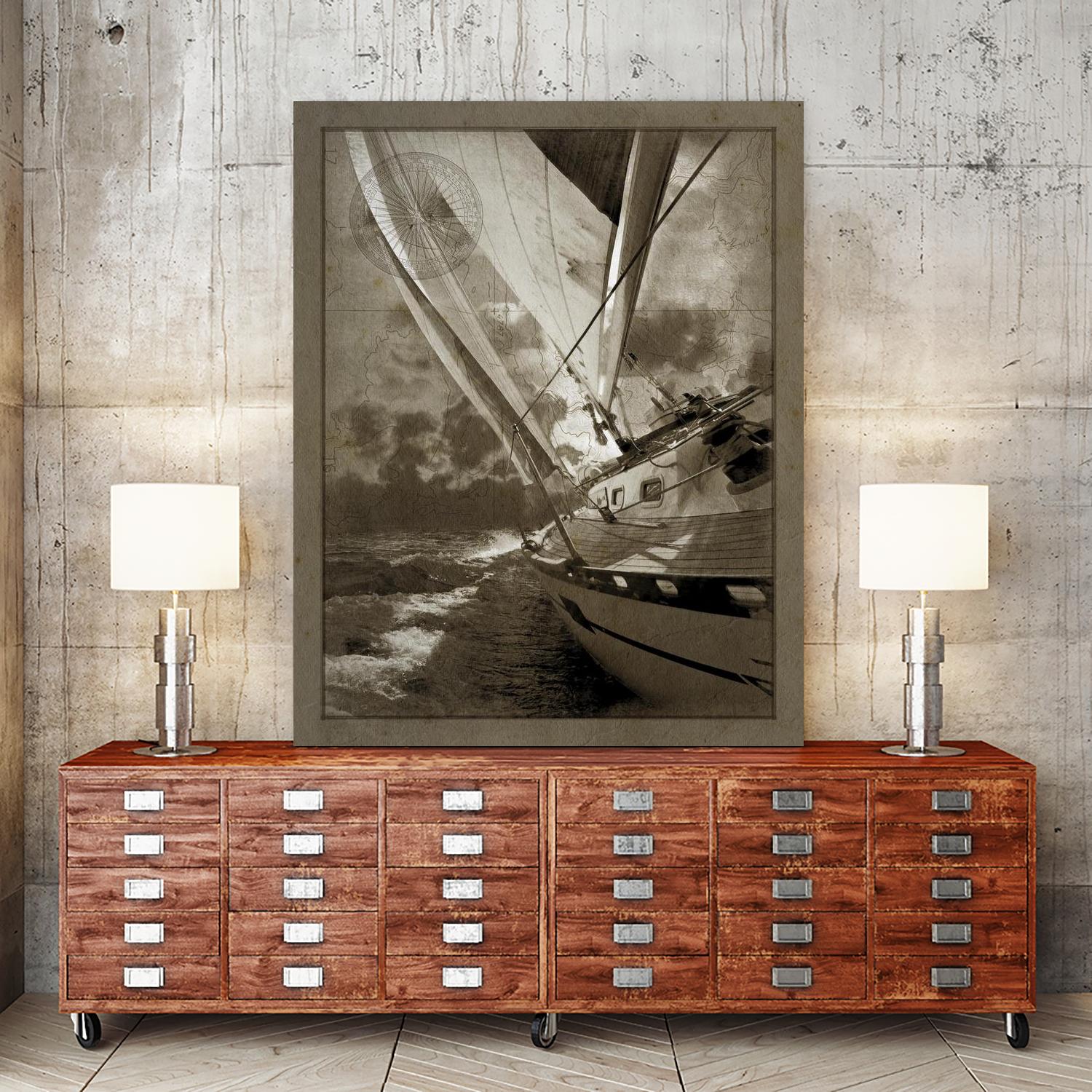 Sailing in Sepia A by GI ArtLab on GIANT ART - brown nautical