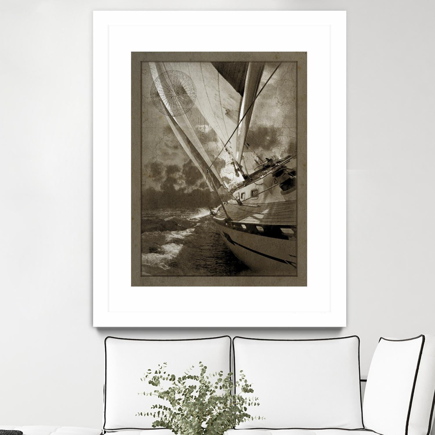 Sailing in Sepia A by GI ArtLab on GIANT ART - brown nautical