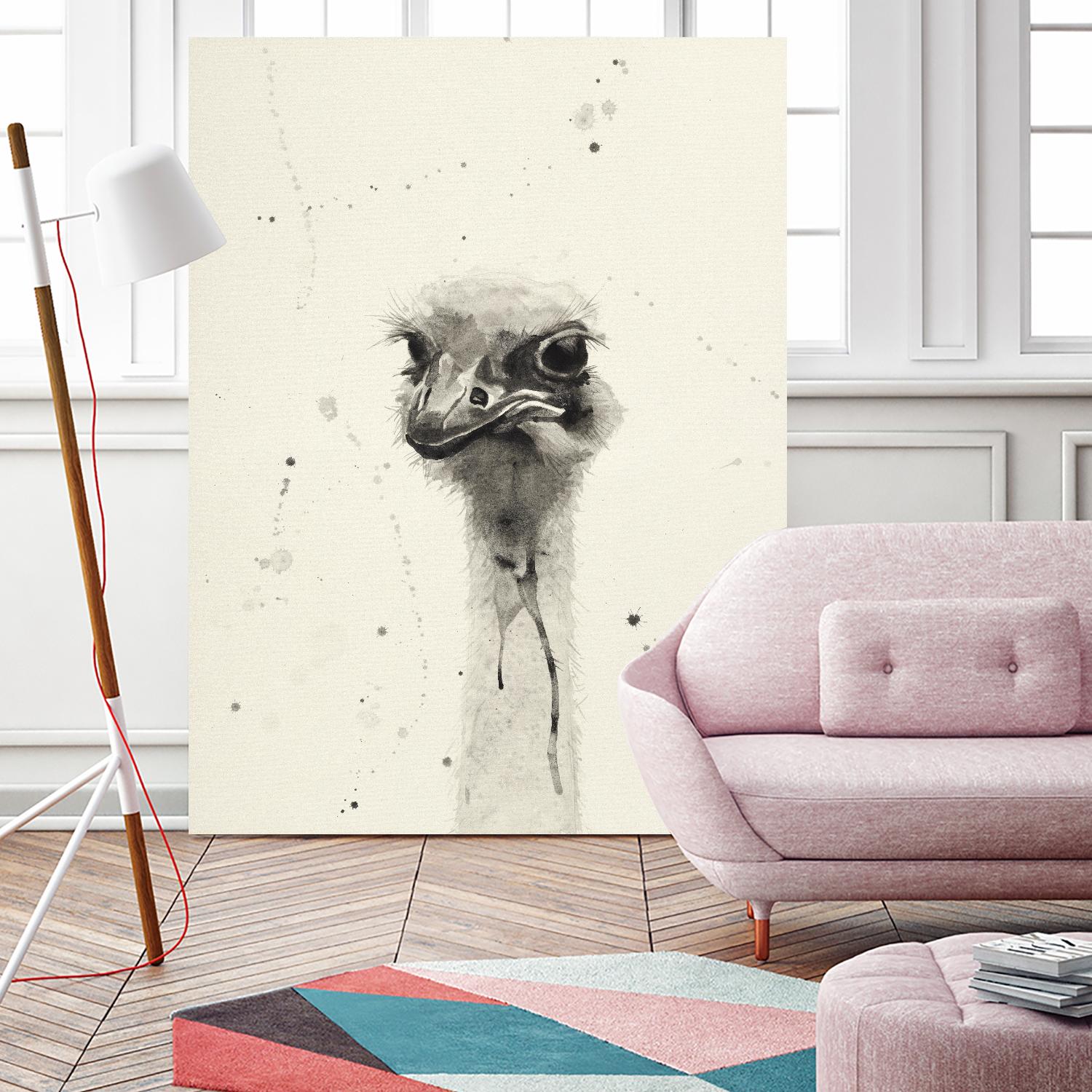 Watercolor Ostrich 2 by Ben Gordon on GIANT ART - beige animals