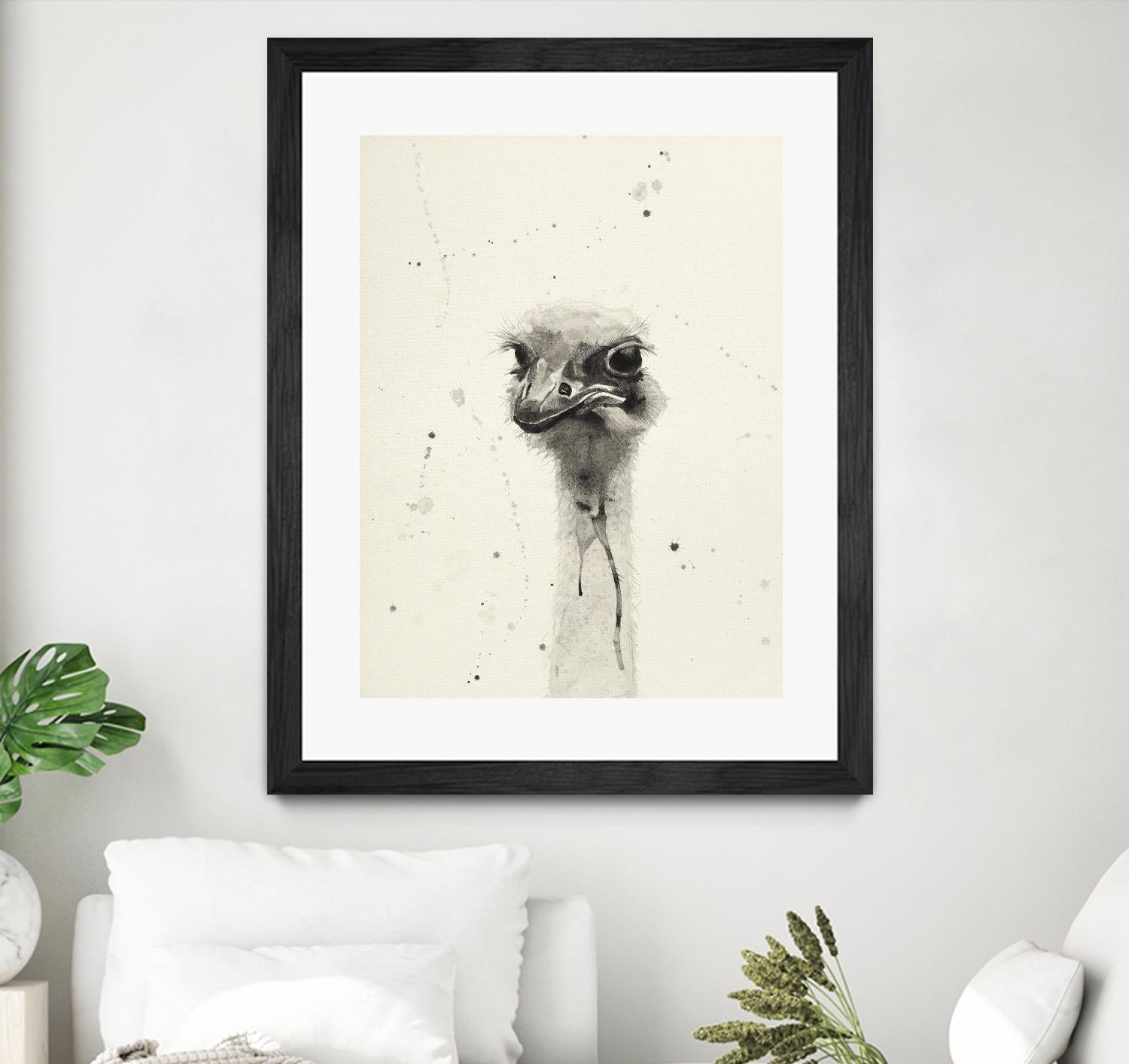 Watercolor Ostrich 2 by Ben Gordon on GIANT ART - beige animals