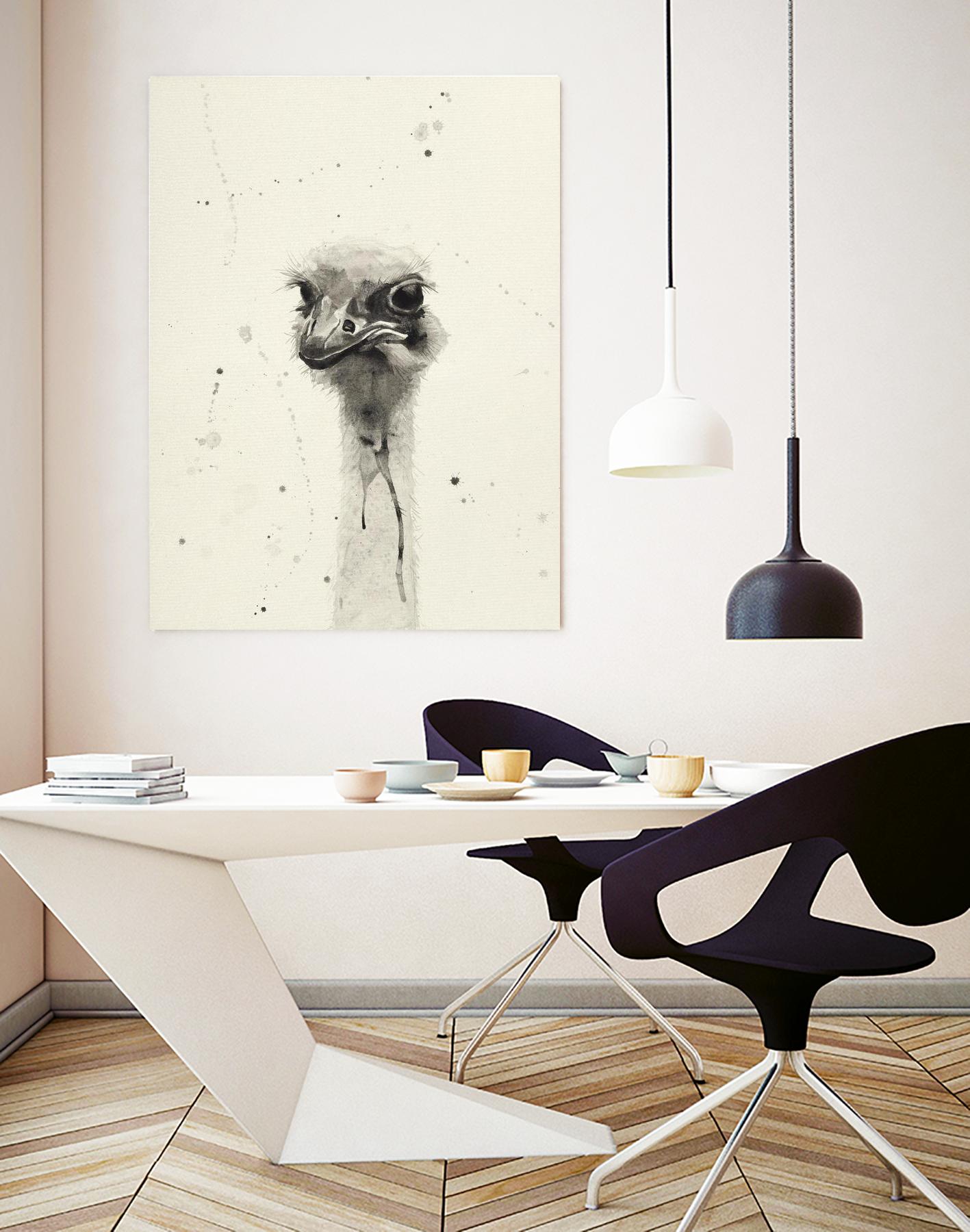 Watercolor Ostrich 2 by Ben Gordon on GIANT ART - beige animals