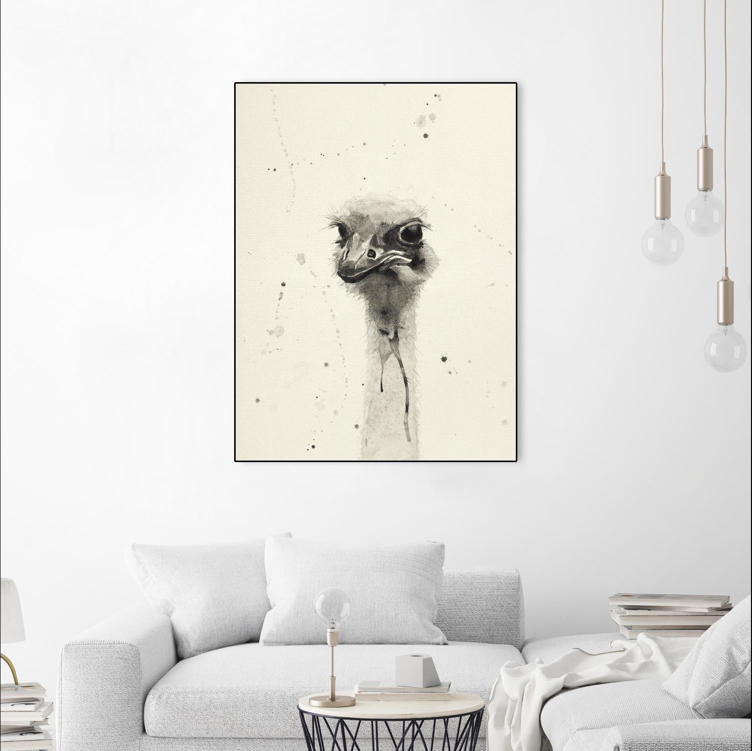 Watercolor Ostrich 2 by Ben Gordon on GIANT ART - beige animals