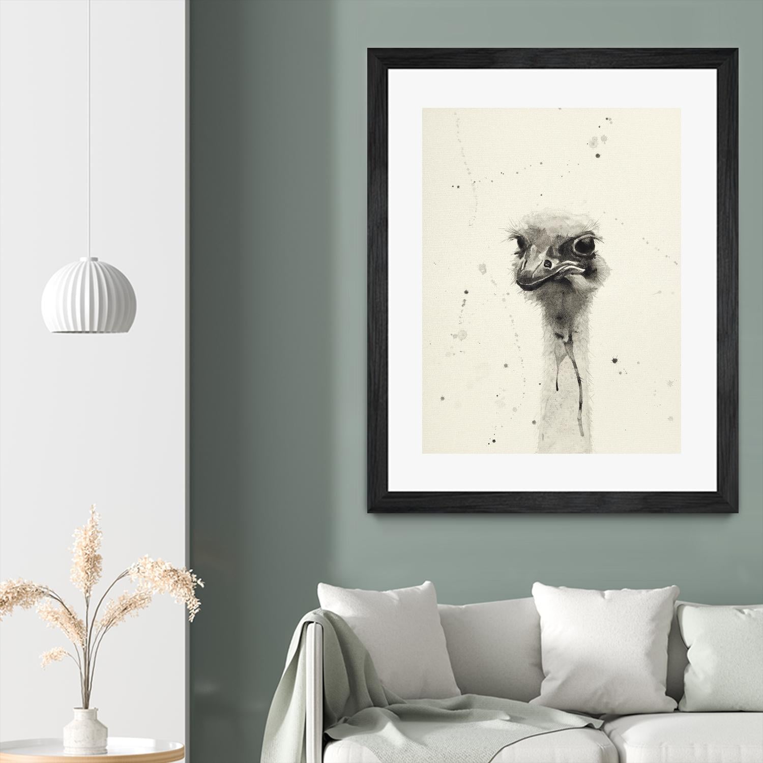 Watercolor Ostrich 2 by Ben Gordon on GIANT ART - beige animals