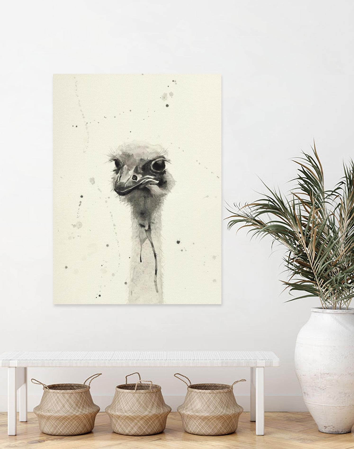 Watercolor Ostrich 2 by Ben Gordon on GIANT ART - beige animals
