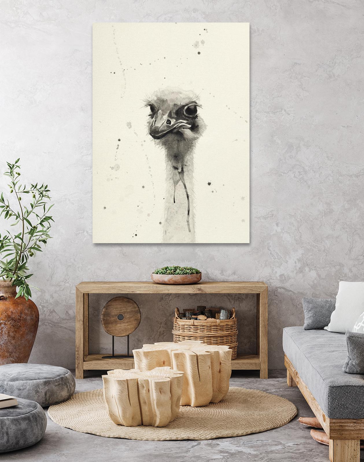 Watercolor Ostrich 2 by Ben Gordon on GIANT ART - beige animals