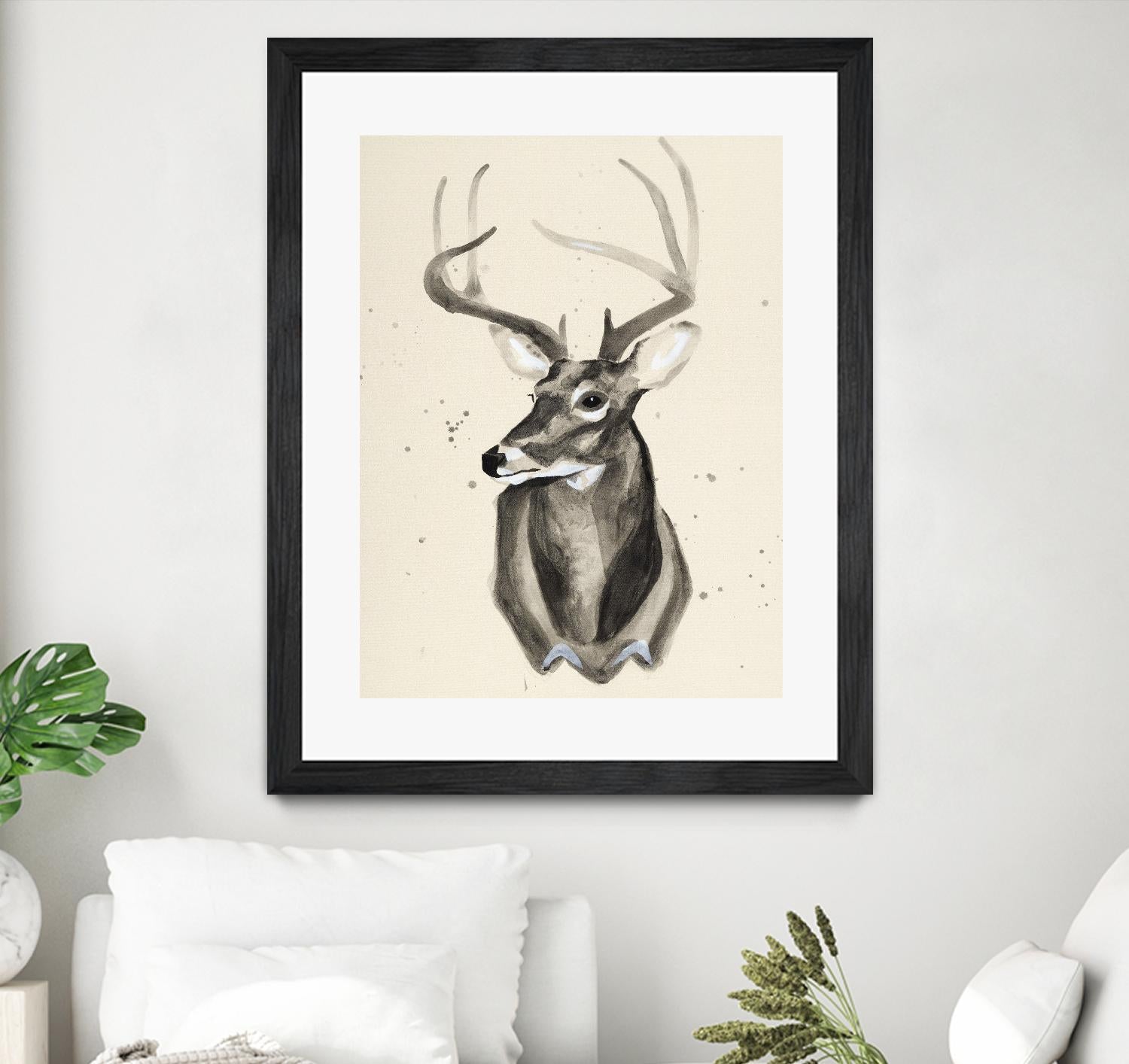 Watercolor Deer Head 3 by Ben Gordon on GIANT ART - beige animals