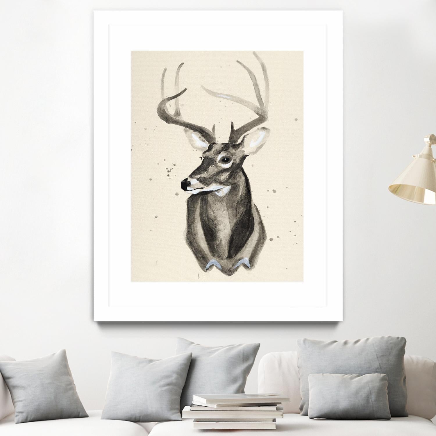 Watercolor Deer Head 3 by Ben Gordon on GIANT ART - beige animals