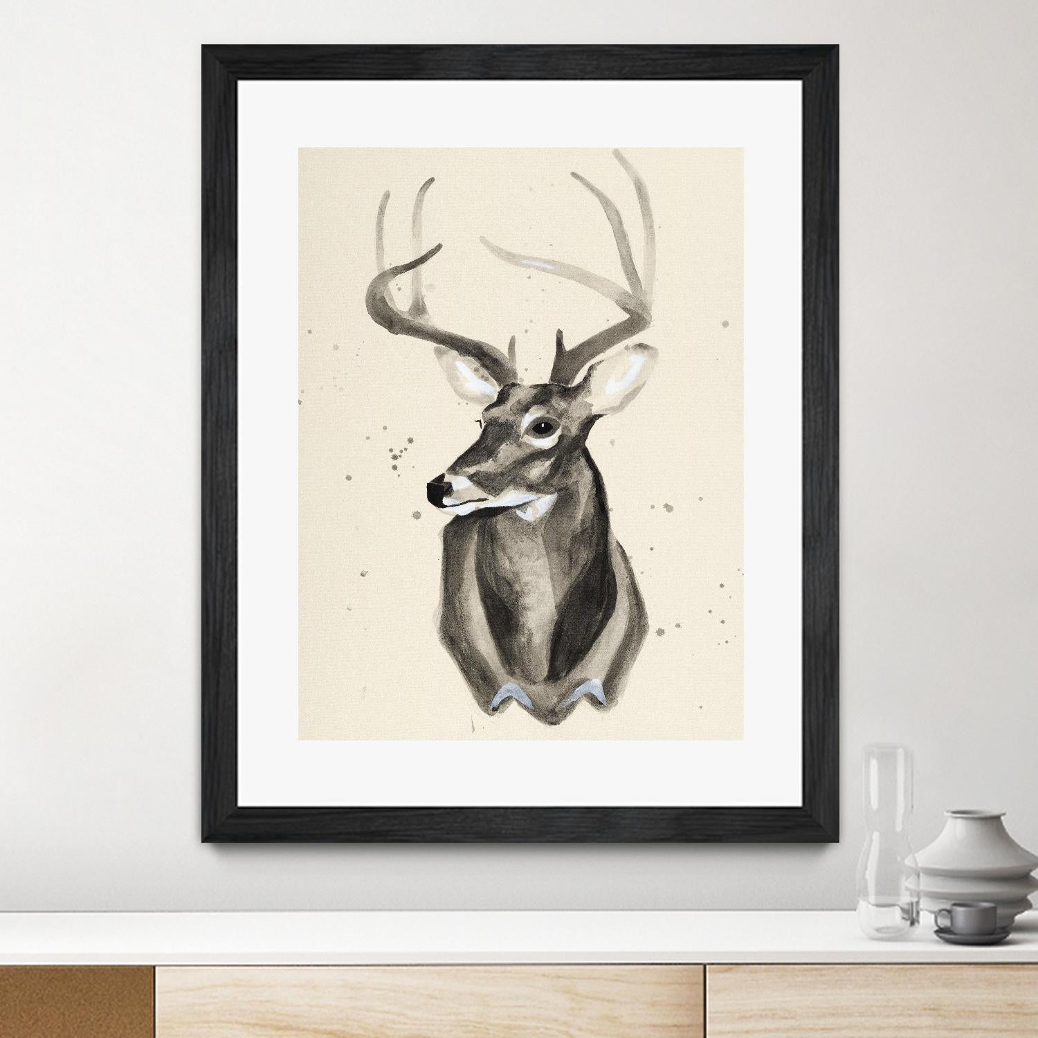 Watercolor Deer Head 3 by Ben Gordon on GIANT ART - beige animals