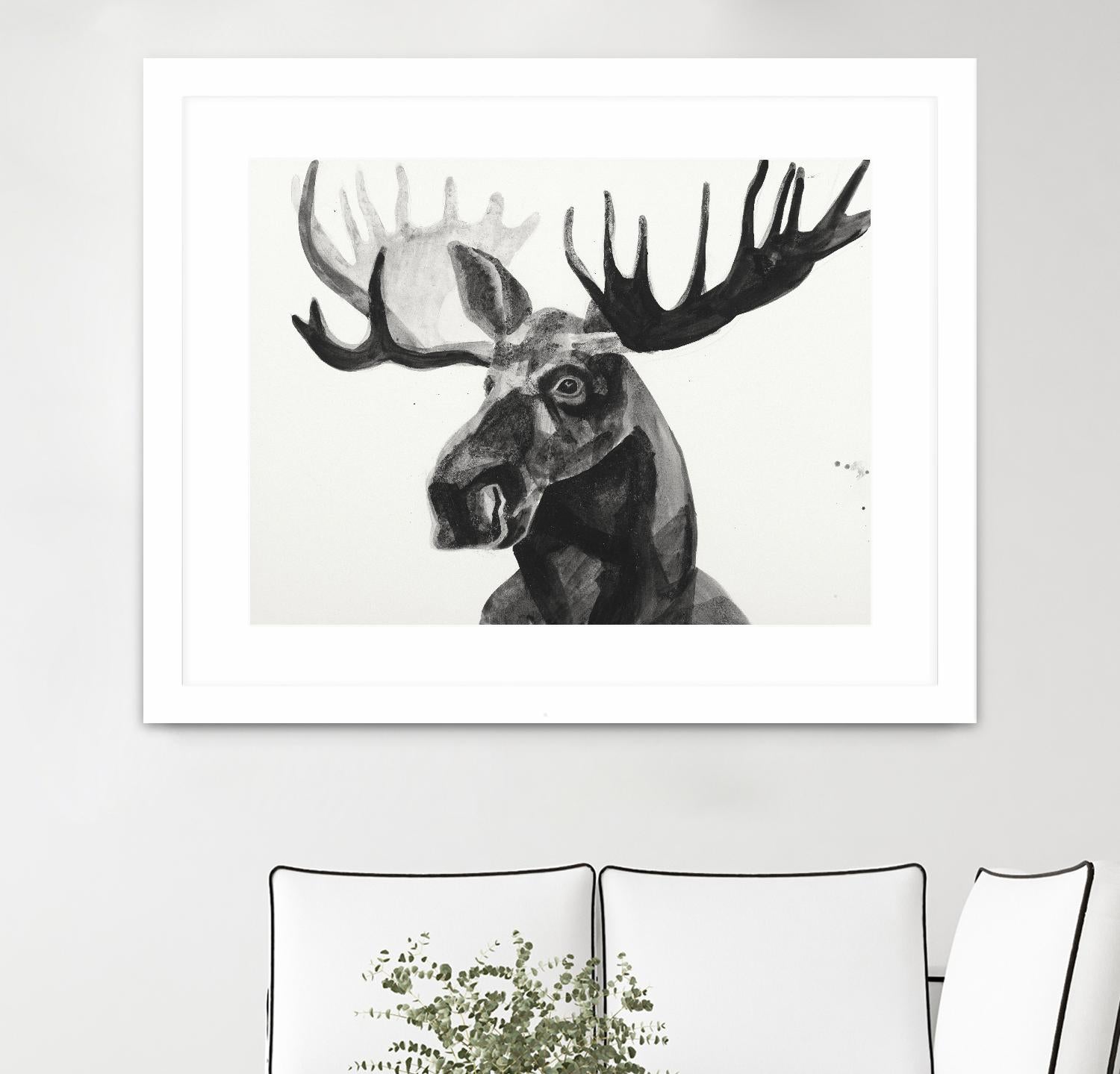 Watercolor Moose by Ben Gordon on GIANT ART - black animals