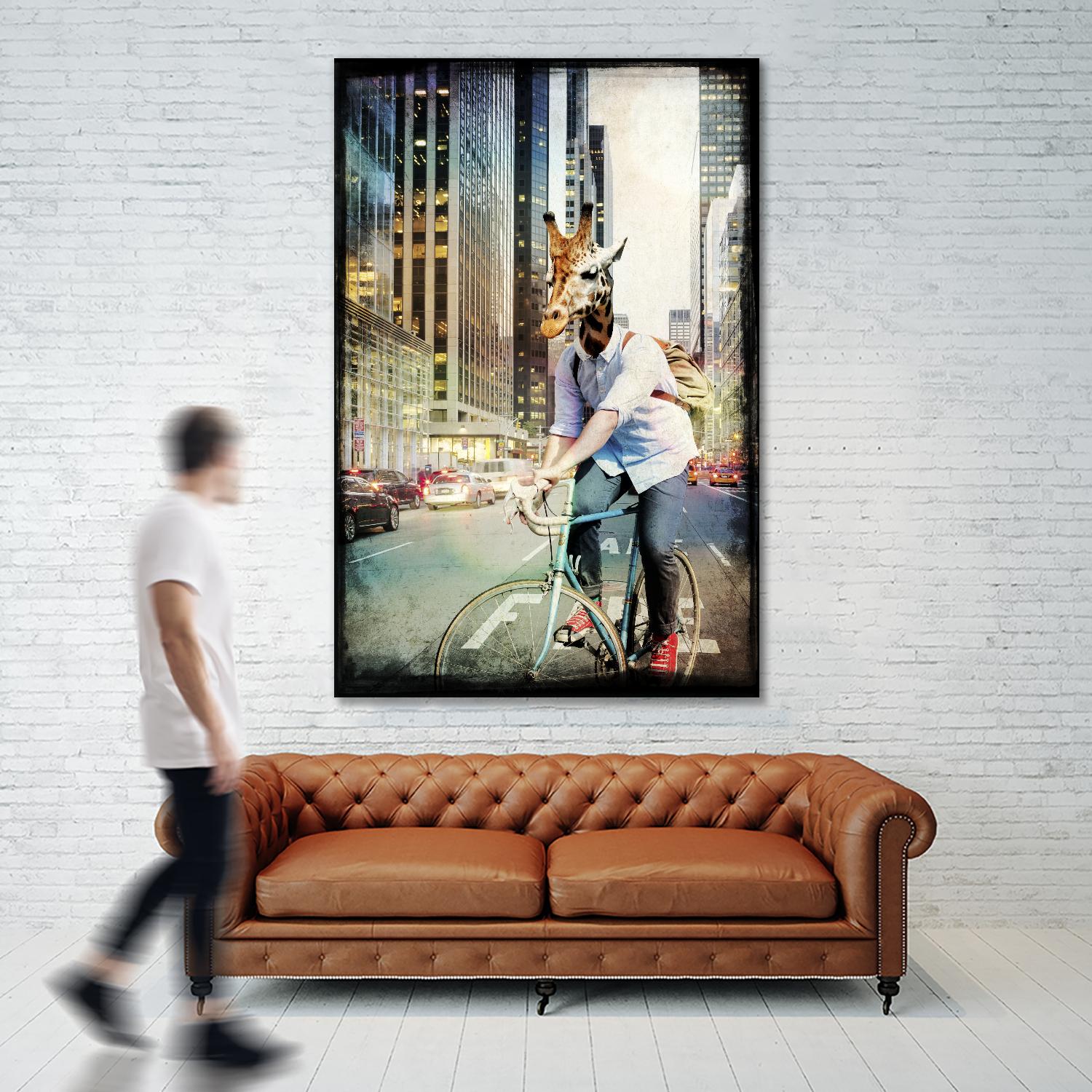 Giraffe on a Bike by GI ArtLab on GIANT ART - black contemporary