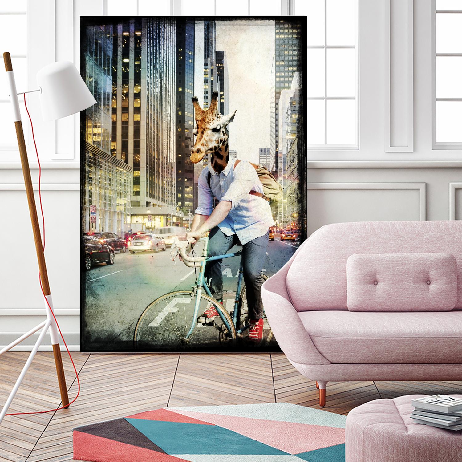 Giraffe on a Bike by GI ArtLab on GIANT ART - black contemporary