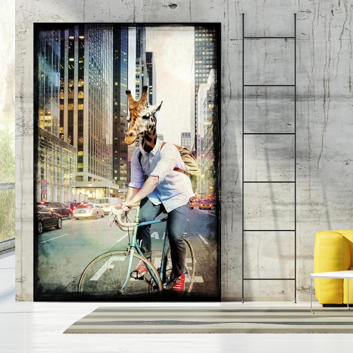 Giraffe on a Bike by GI ArtLab on GIANT ART - black contemporary