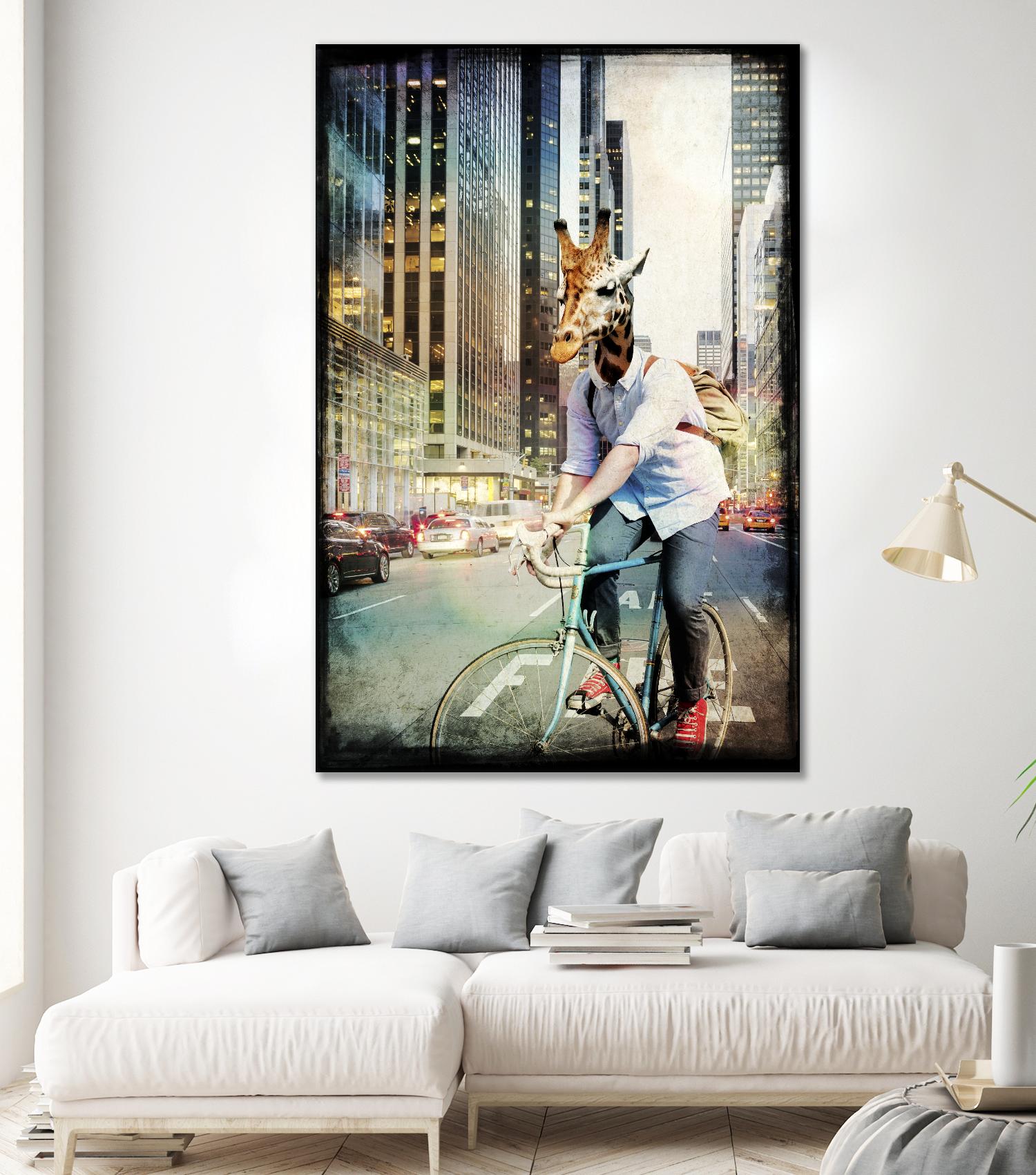 Giraffe on a Bike by GI ArtLab on GIANT ART - black contemporary