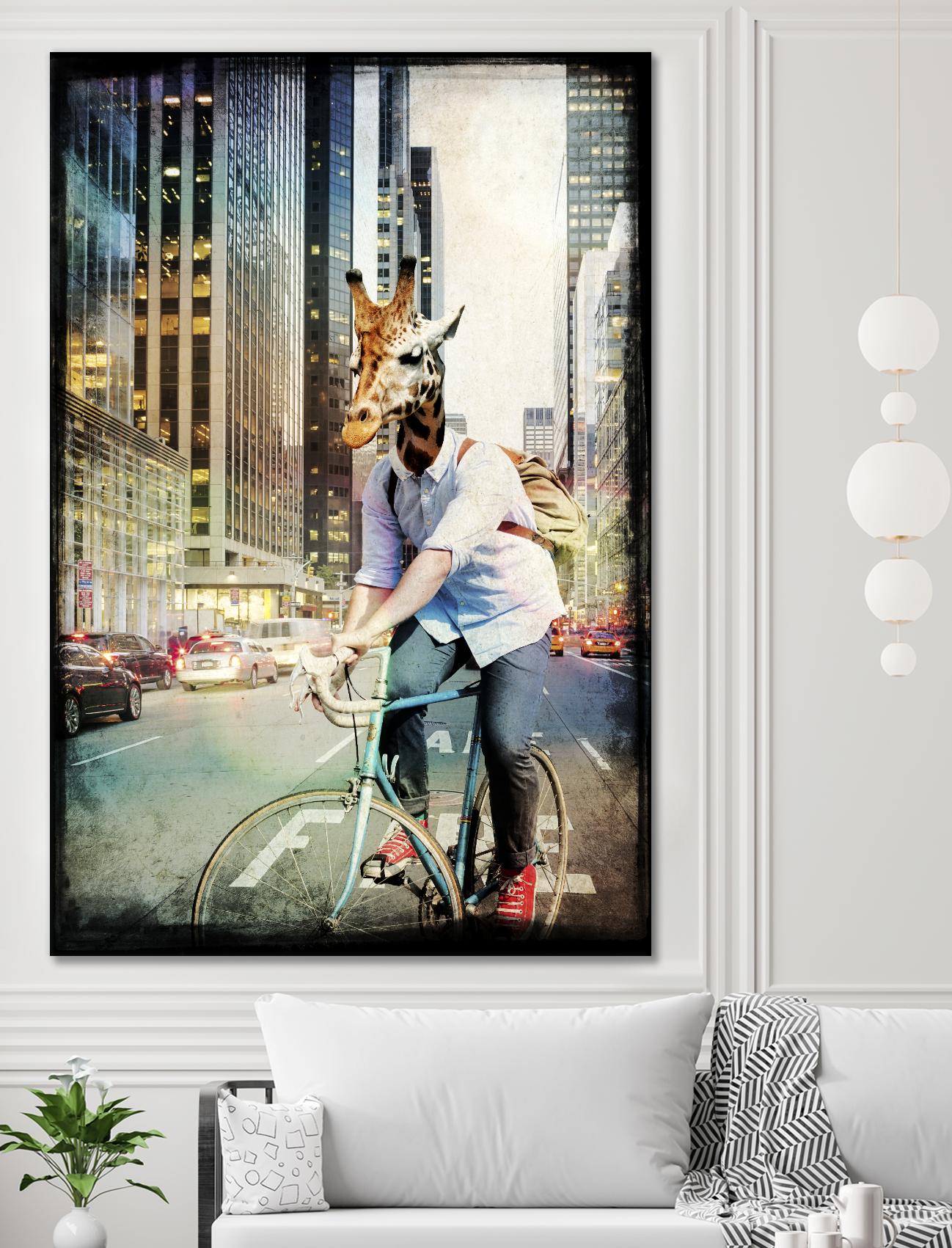 Giraffe on a Bike by GI ArtLab on GIANT ART - black contemporary