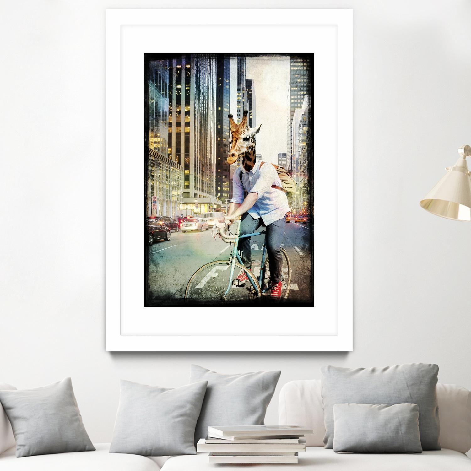 Giraffe on a Bike by GI ArtLab on GIANT ART - black contemporary