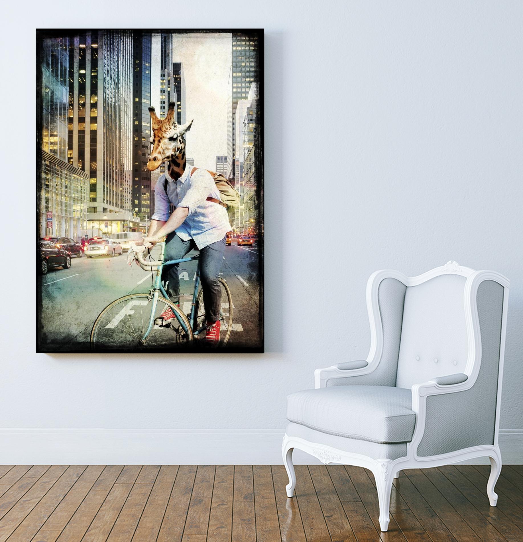 Giraffe on a Bike by GI ArtLab on GIANT ART - black contemporary