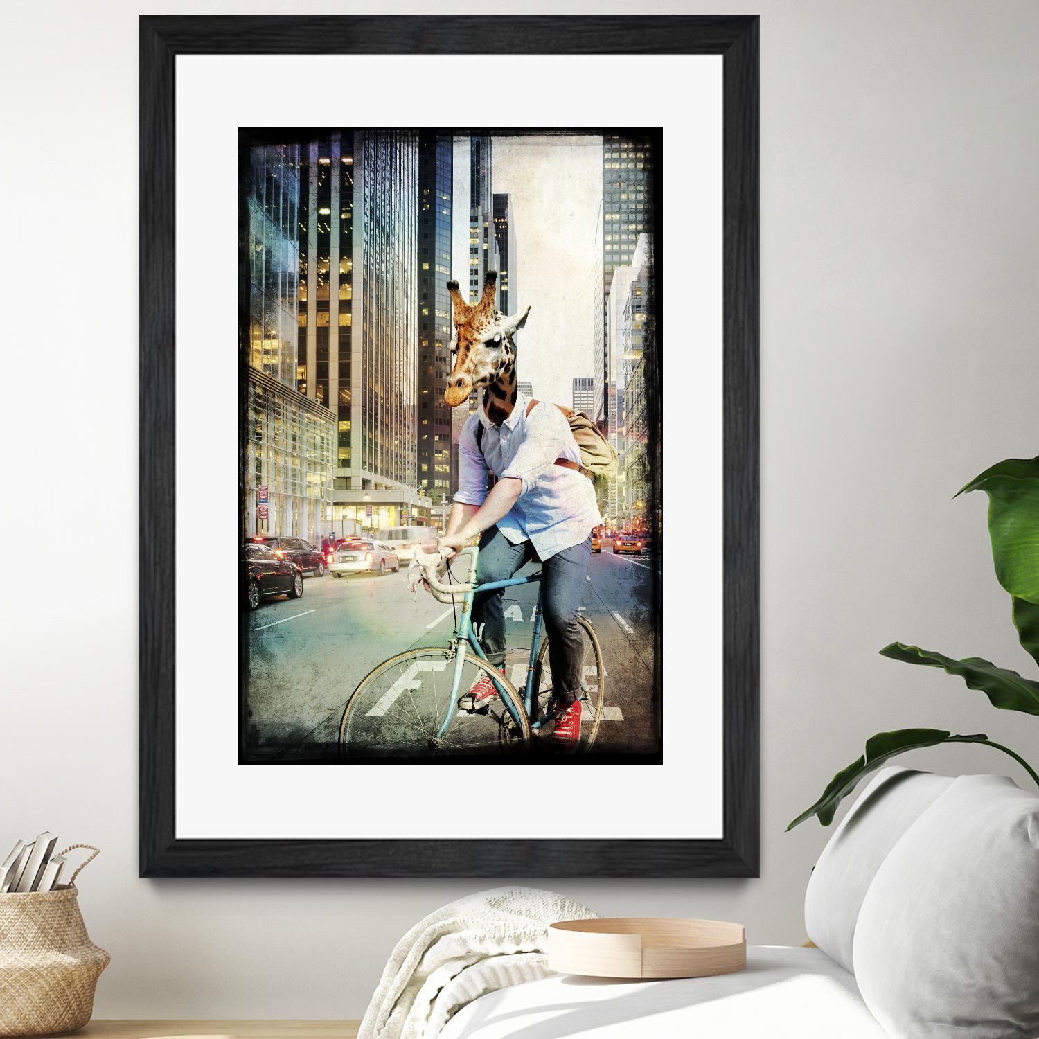 Giraffe on a Bike by GI ArtLab on GIANT ART - black contemporary