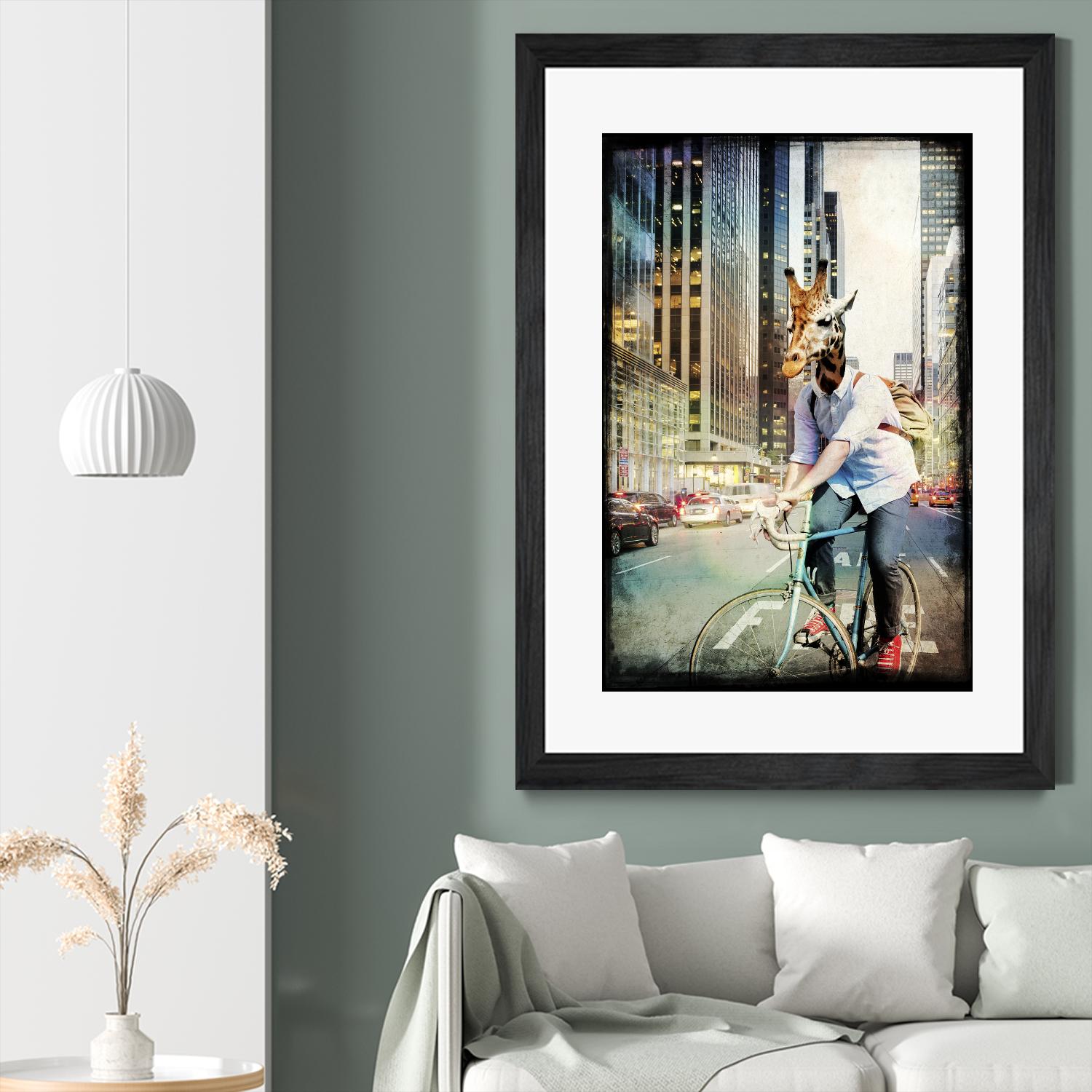 Giraffe on a Bike by GI ArtLab on GIANT ART - black contemporary