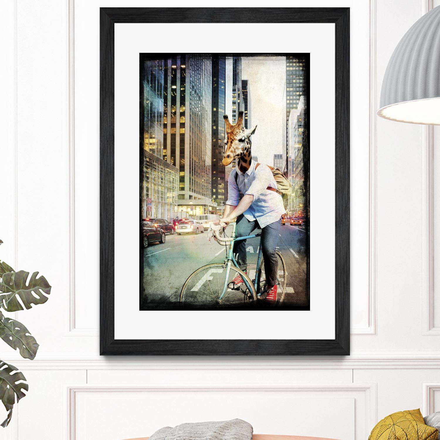 Giraffe on a Bike by GI ArtLab on GIANT ART - black contemporary