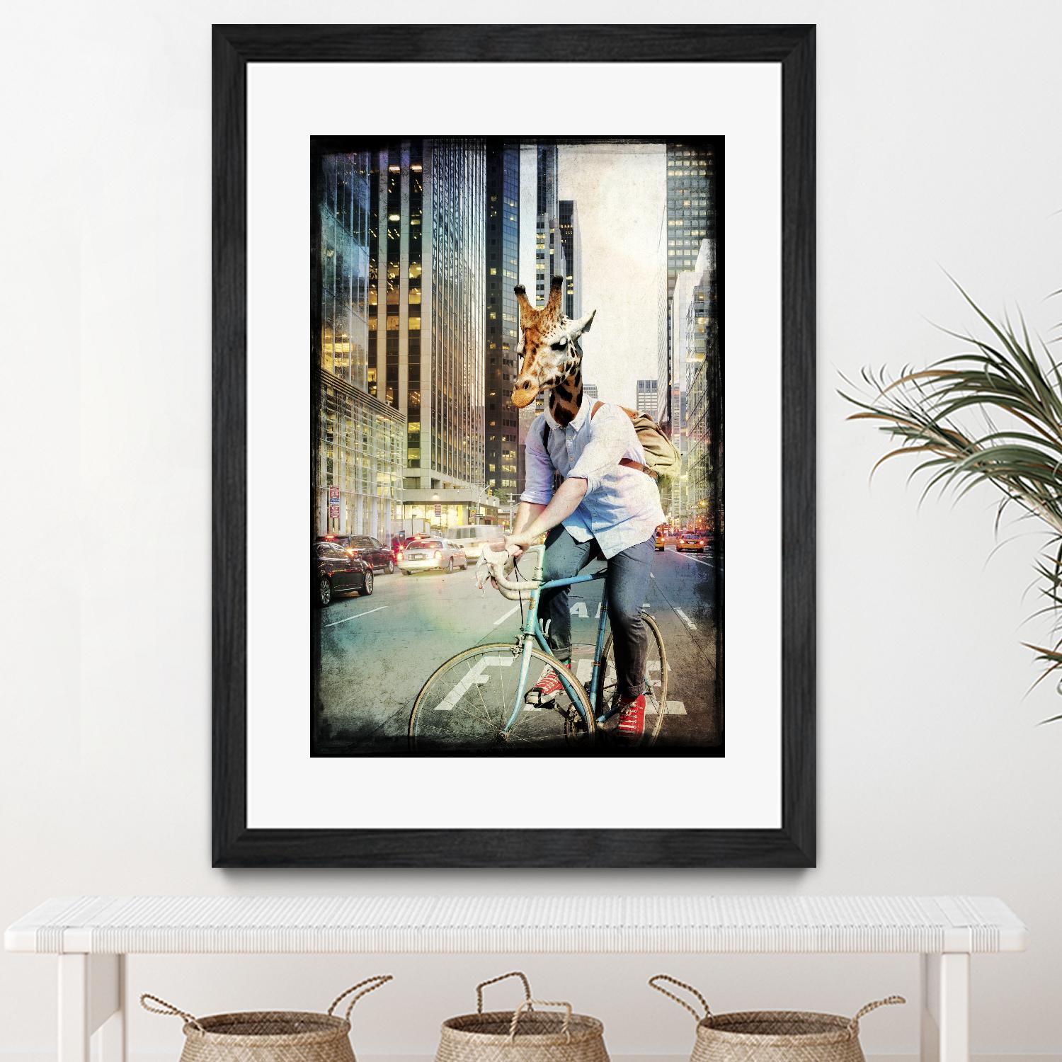 Giraffe on a Bike by GI ArtLab on GIANT ART - black contemporary