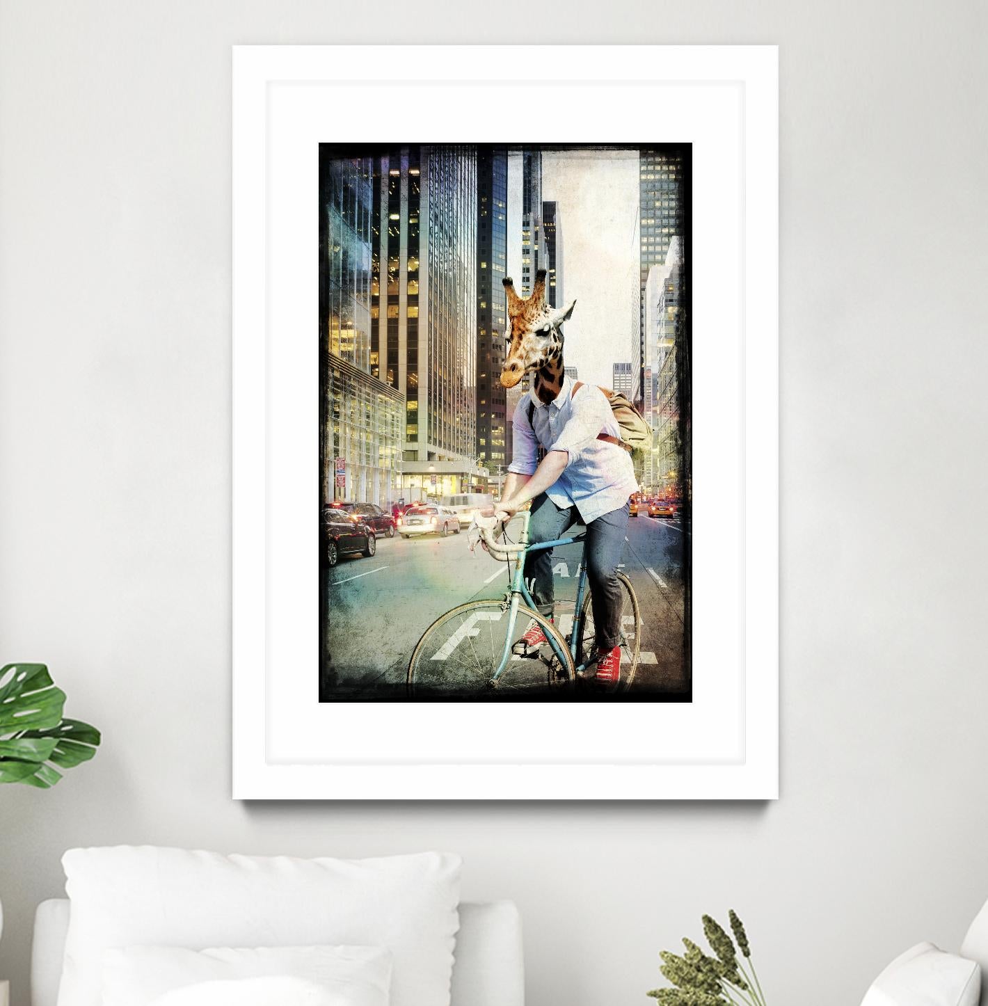 Giraffe on a Bike by GI ArtLab on GIANT ART - black contemporary