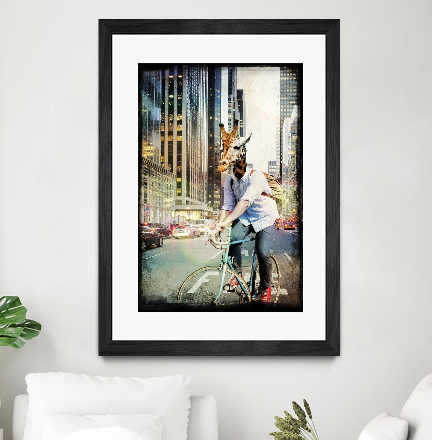 Giraffe on a Bike by GI ArtLab on GIANT ART - black contemporary