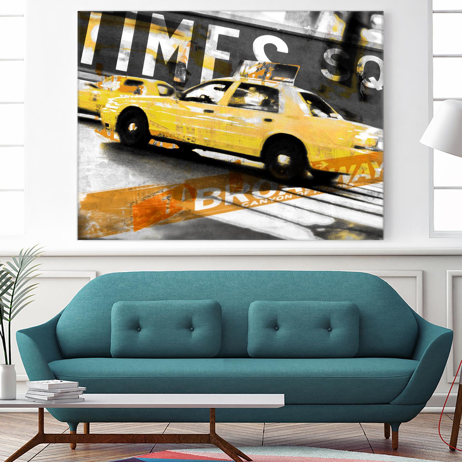 Times Square Taxi by GI ArtLab on GIANT ART - orange city scene