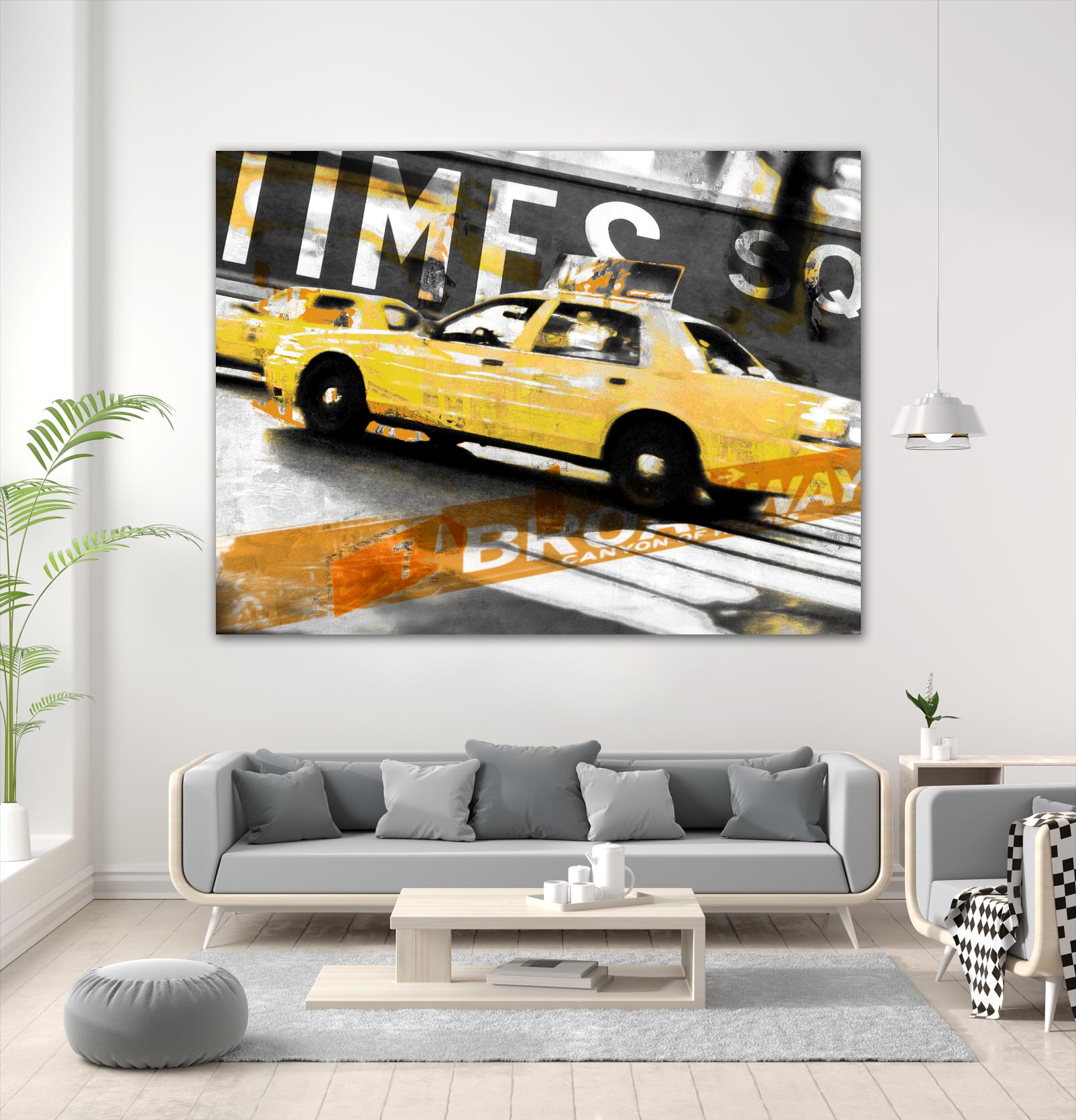 Times Square Taxi by GI ArtLab on GIANT ART - orange city scene