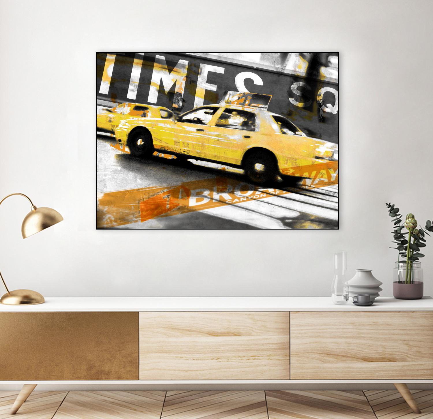 Times Square Taxi by GI ArtLab on GIANT ART - orange city scene