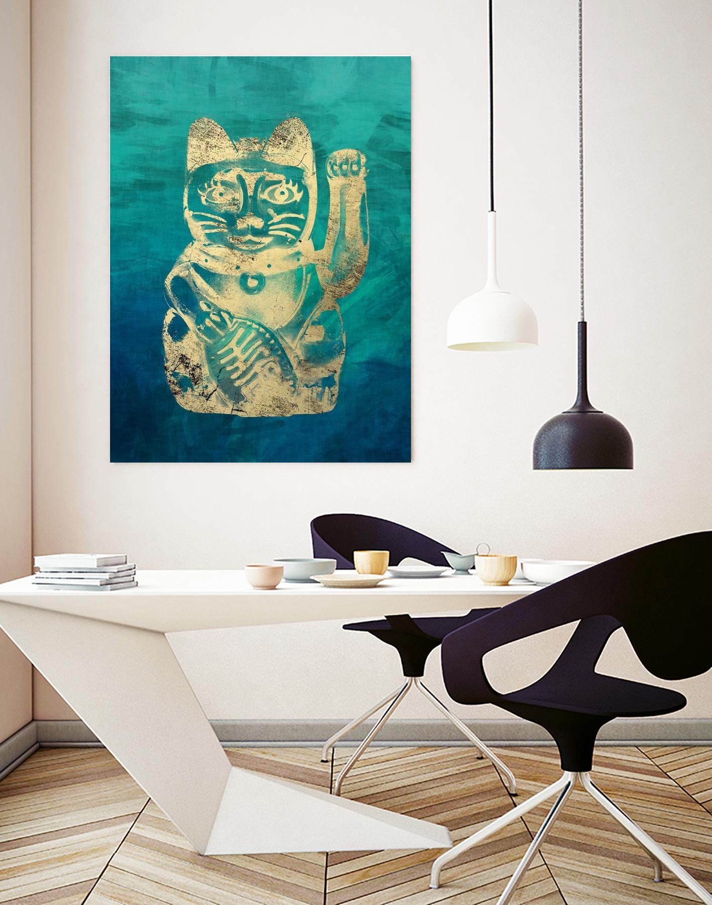 Lucky Cat by THE Studio on GIANT ART - beige oriental