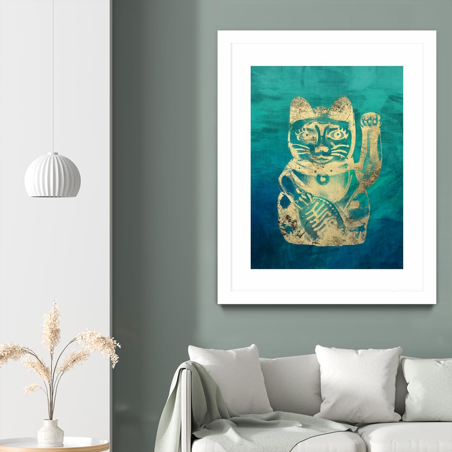 Lucky Cat by THE Studio on GIANT ART - beige oriental