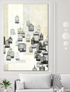 Birdcages 1 by NM Studio on GIANT ART - beige contemporary bird